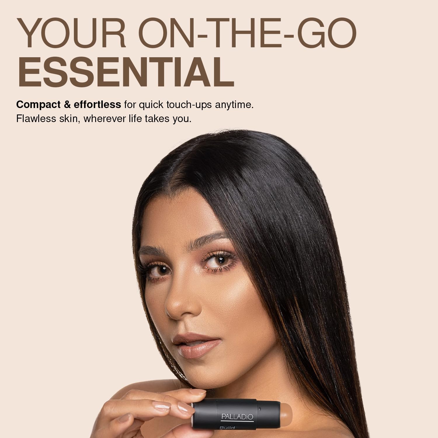 Palladio BUILD & BLEND Foundation Stick, Medium Coverage Buildable Contour Stick for Face, Ultra Blendable Creamy Formula for a Natural Shine Free Finish, Professional Makeup, 0.25 Ounce (Almond)