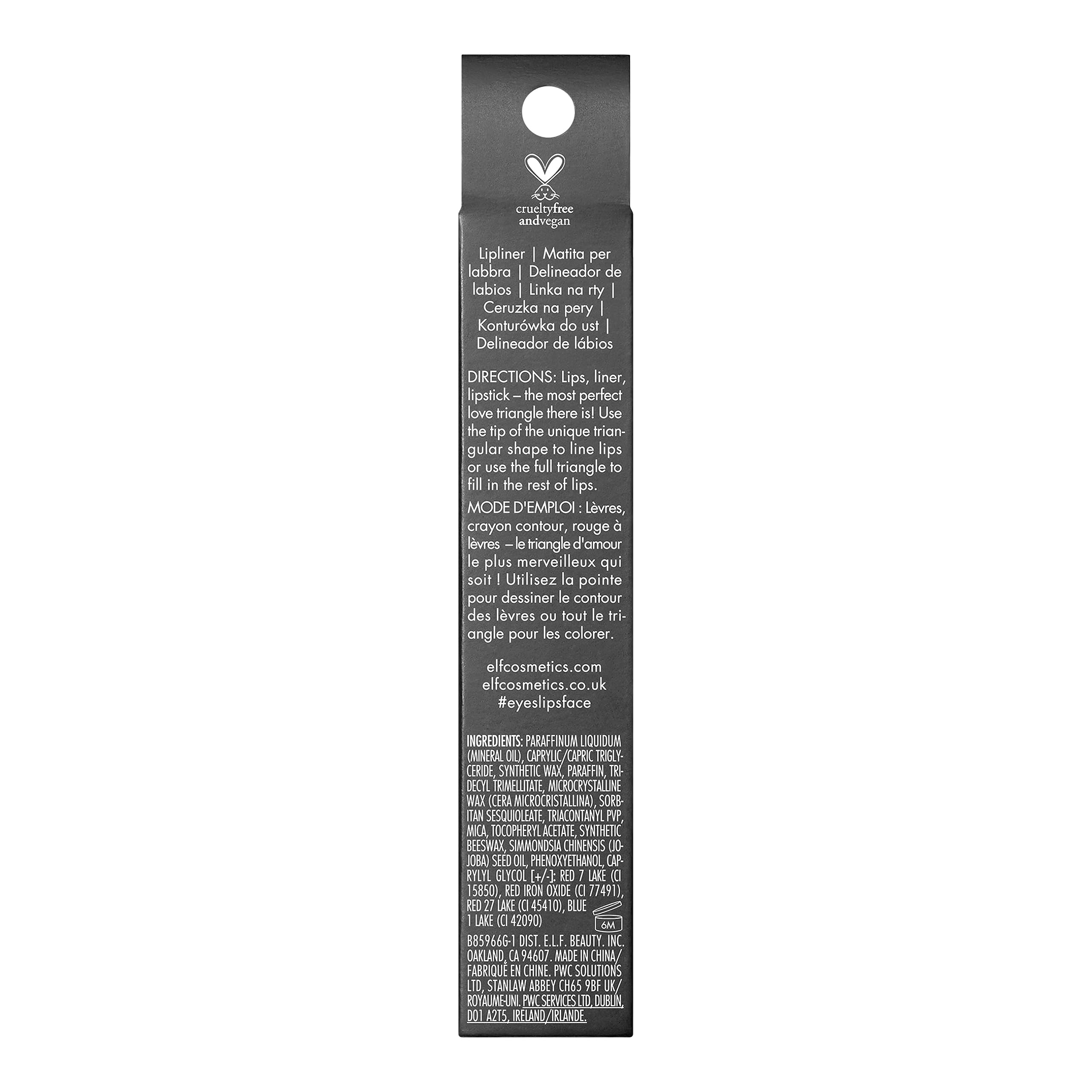 e.l.f. Love Triangle Lip Filler Liner, 2-in-1 Lipliner Pencil For Sculpting & Filling, Long-Lasting Intense Color, Vegan & Cruelty-Free, Mauve