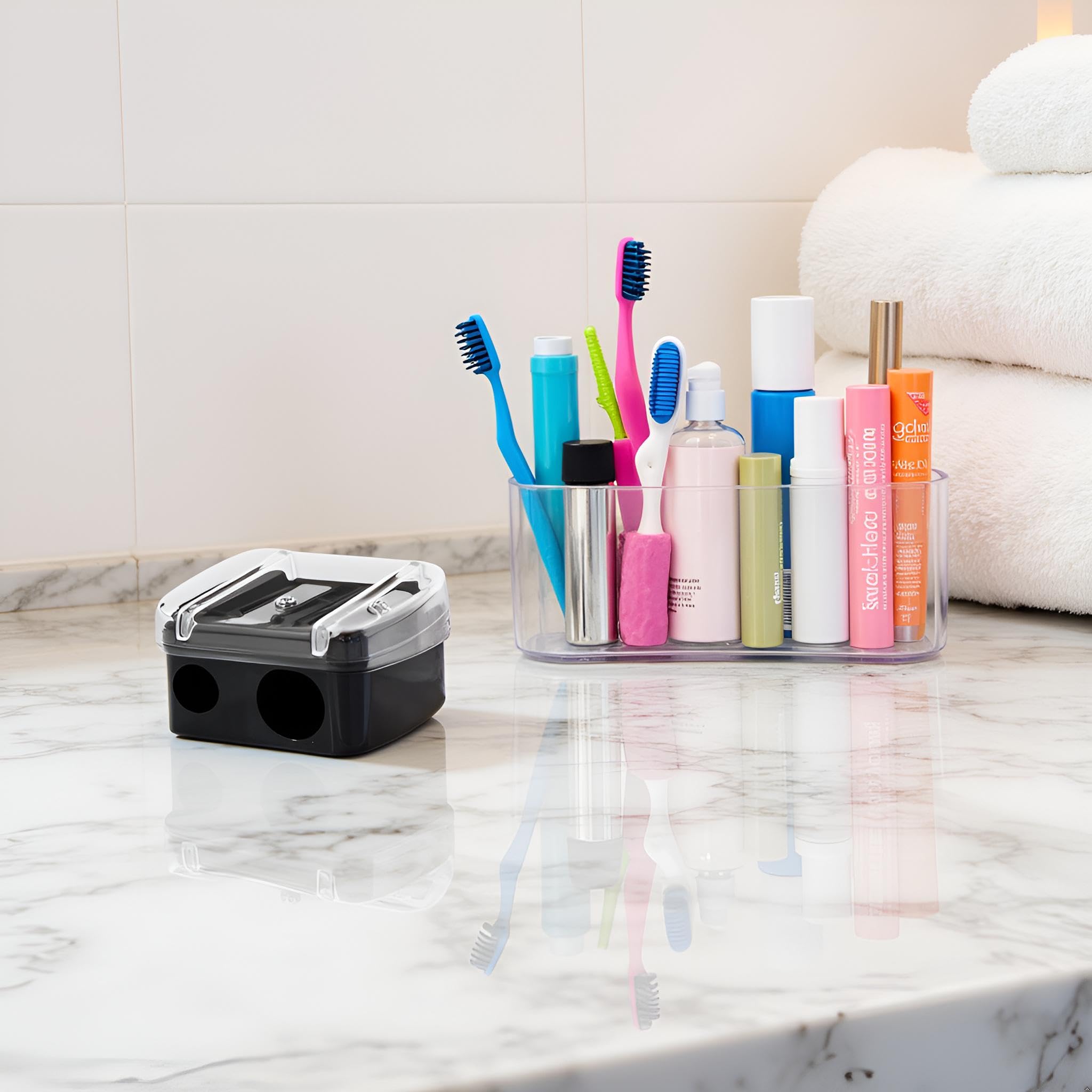 2Pcs Dual Hole Eyeliner Sharpener - Professional Makeup Pencil Sharpeners for Eyeliner & Lip Liner | Precision Blades, Compact Design