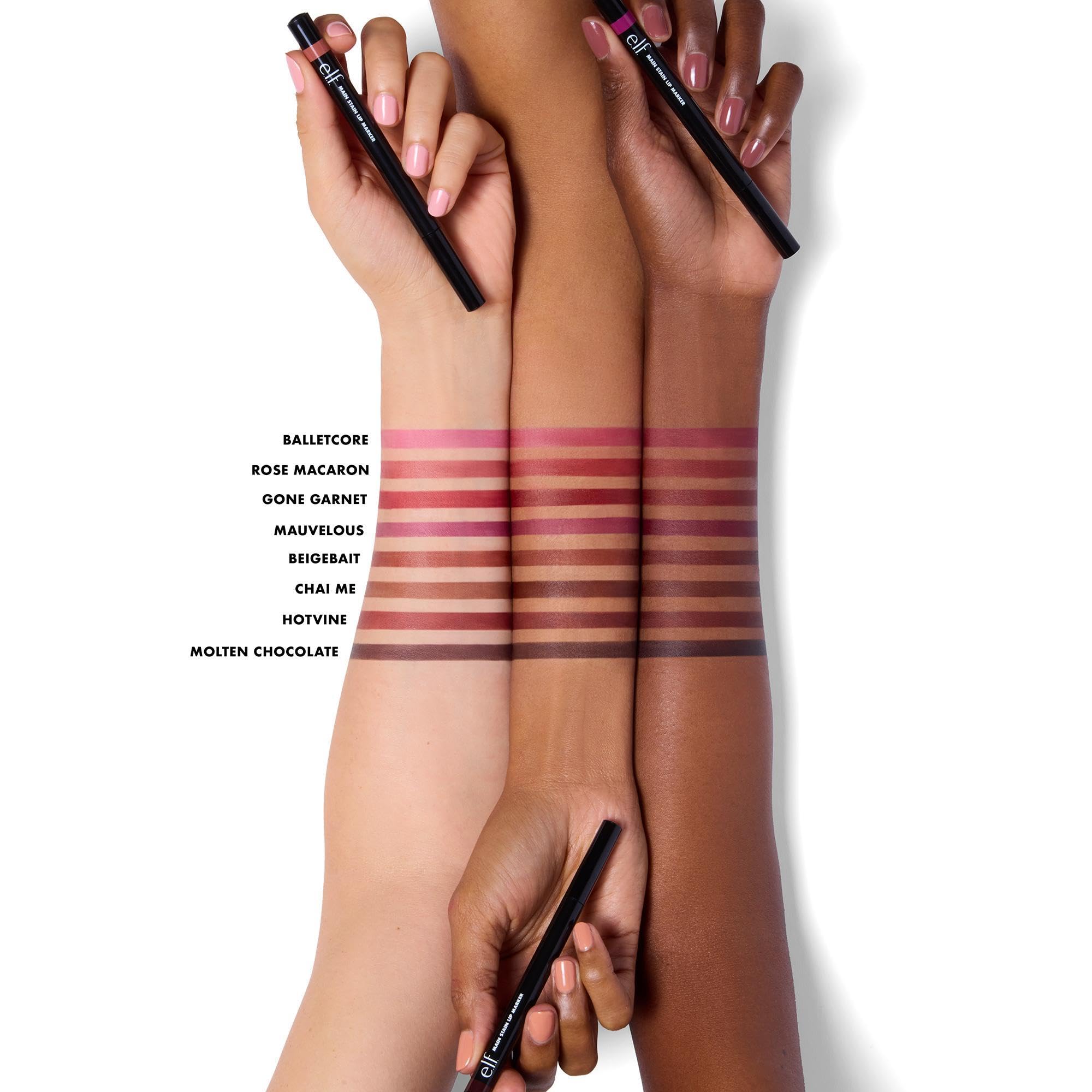 e.l.f. Main Stain Lip Marker, Lip Stain to Line, Define, Contour & Fill for Long-Lasting & Transfer-Resistant Color, Vegan & Cruelty-Free, Rose Macaron