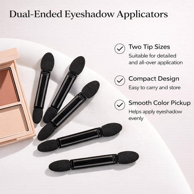 Double-Ended Sponge Eyeshadow Applicator Sticks, Dual Sided with Large & Small Soft Tips, Portable Eye Makeup Tools, 20 Pack