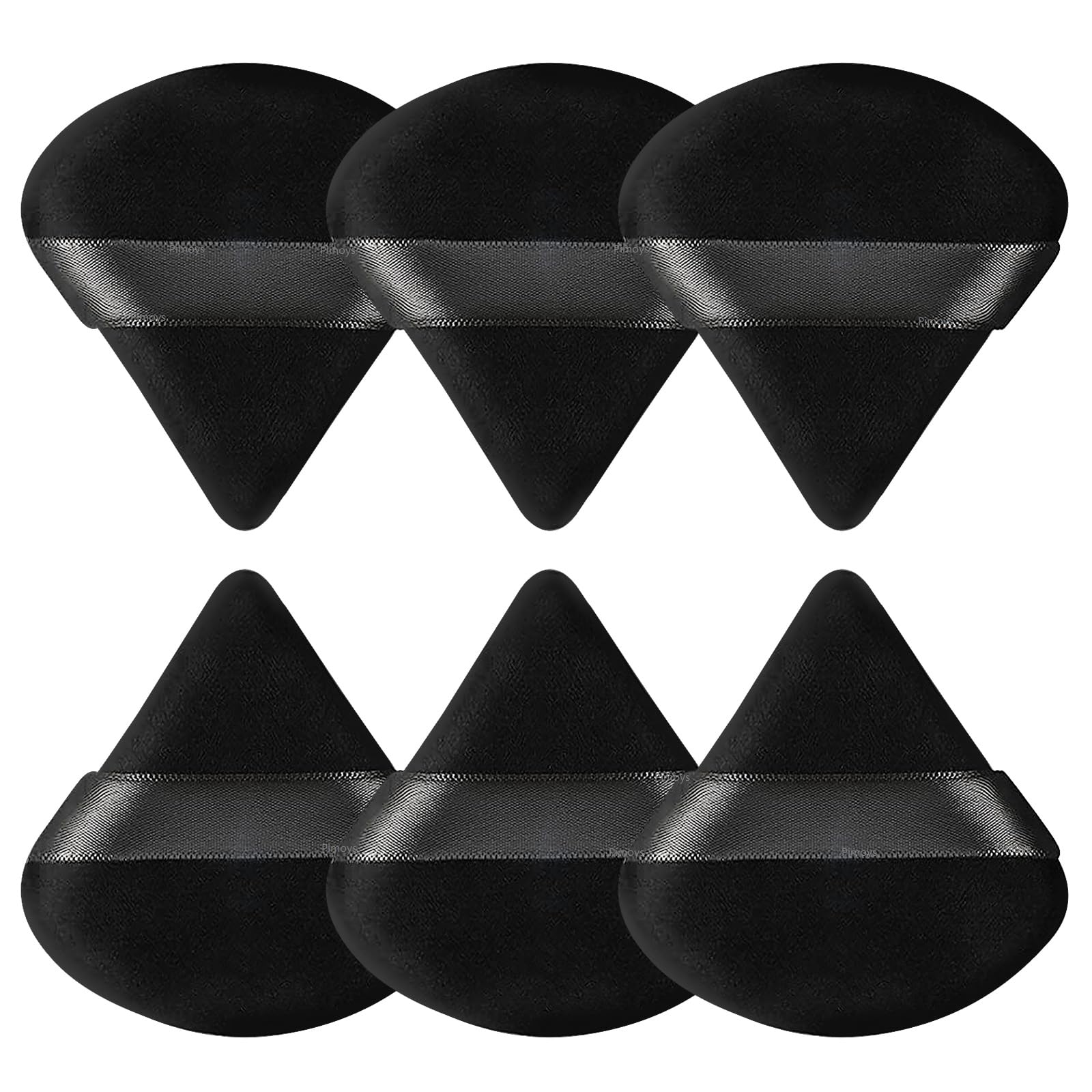 Pimoys 6 Pcs Powder Puff, Face Soft Triangle Makeup Puff Velour Makeup Sponge for Loose Powder (Black)
