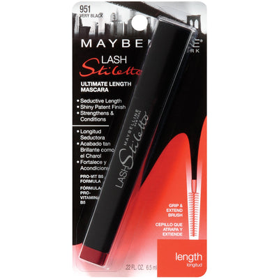 Maybelline Lash Stiletto Ultimate Length Washable Mascara, Very Black, 1 Count