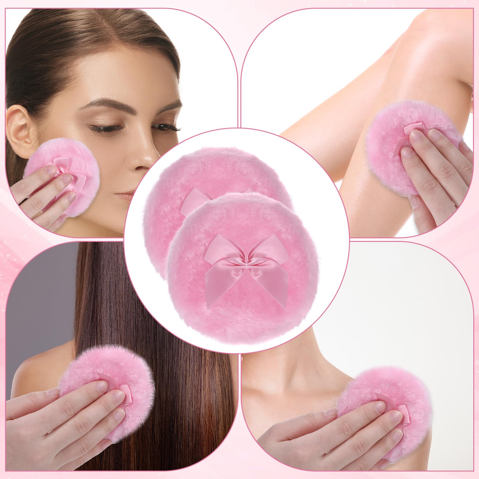 2 Pcs Large Body Powder Puff, 3.5 Inch Soft Washable Reusable Dusting Big Fluffy Powder Puff for Wet Dry Makeup Face Body