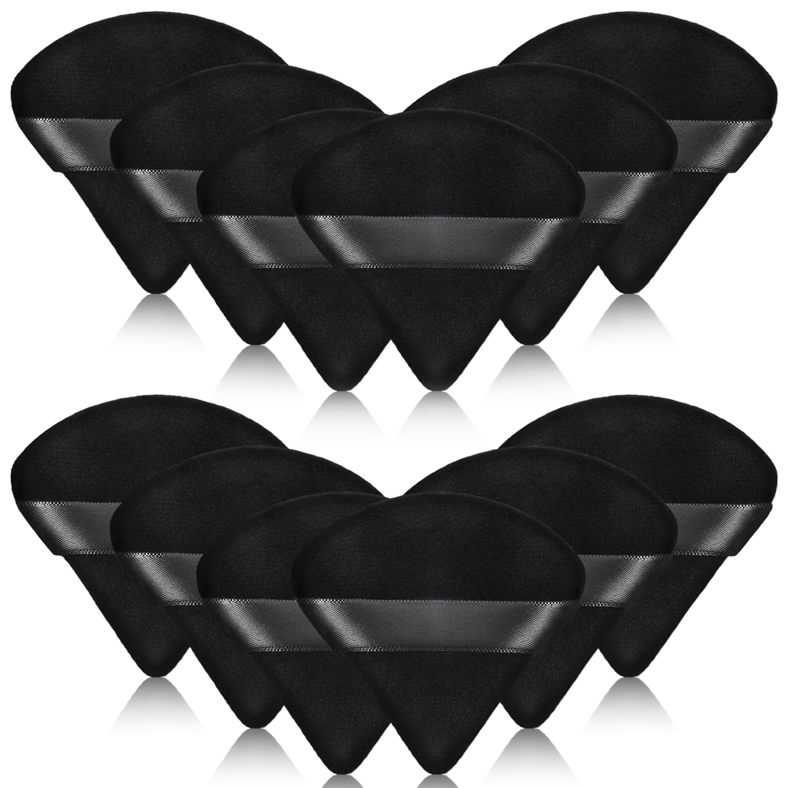 Maitys 12 Pcs Powder Puff Triangle for Face Makeup Cosmetic Loose Powder Puff Velour Soft Body Washable Reusable Foundation Sponge Wet Dry Makeup Tool for Women(Small,Black)