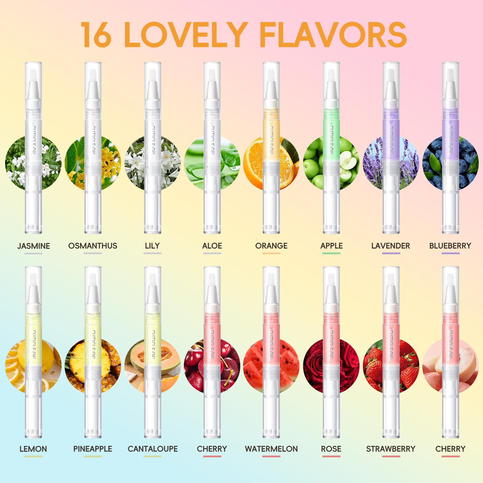 COSCELIA 16 PCS Cuticle Oil Pen for Nails Cuticle Revitalizer Oil Pens Set Nail Care Nourishment Treatment Moisturized Repair Pen Bulk Manicure Tools for Gel Nails Gifts for Women