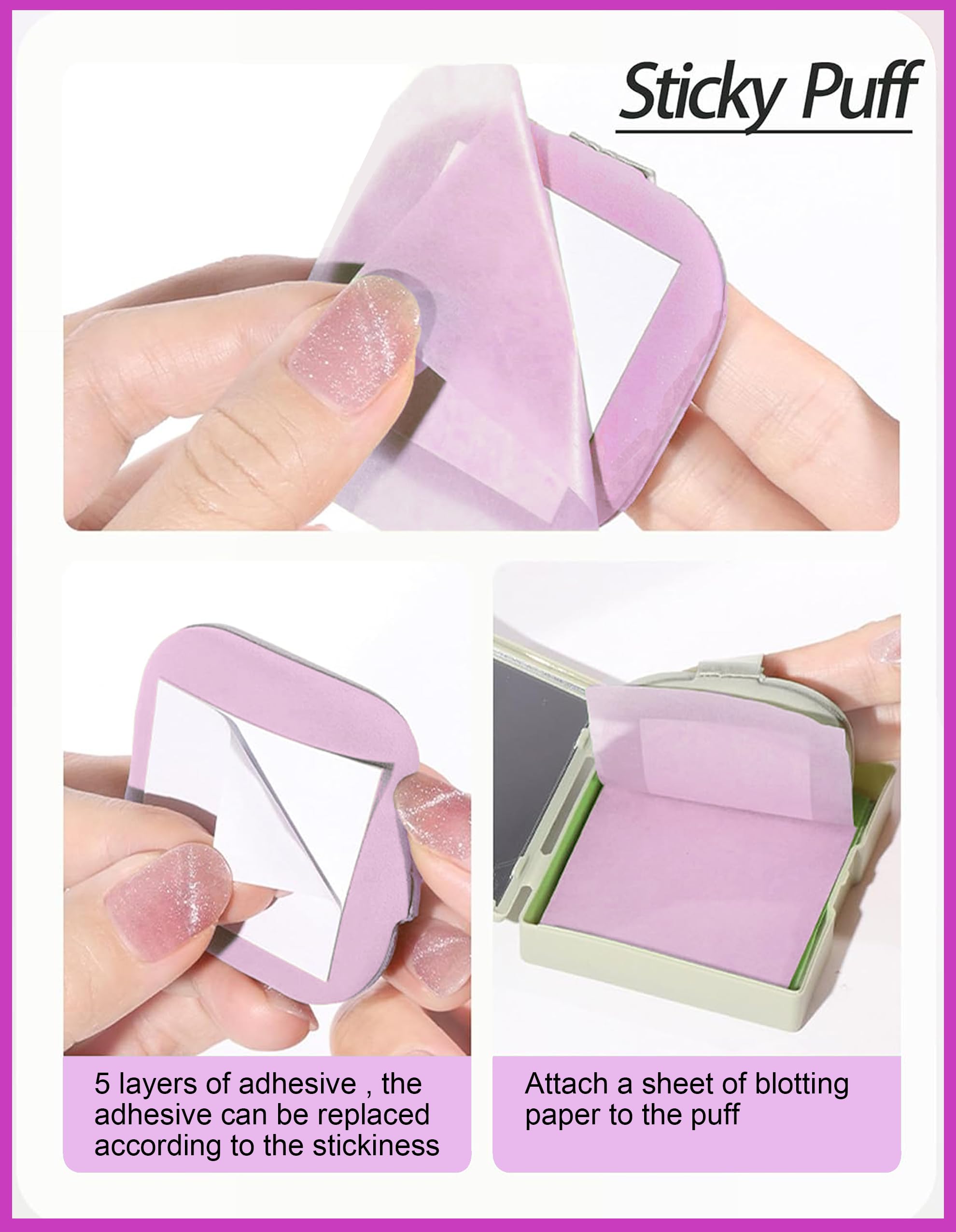 300PCS Oil blotting sheets for face - Blotting Papers for Face with Mirror, Puff & Refills, Absorbs Excess Face Oil, Shine Control, Saves Makeup, On-the-Go Facial Oil Control Kit, Matte Finish All Day