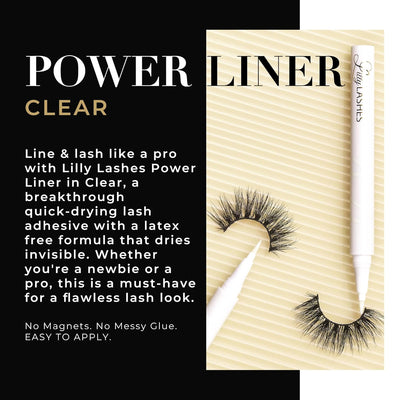 Lilly Lashes Power Liner Eyelash Glue for False Lashes | Clear Lash Glue | Quick Dry, Waterproof, Lash Adhesive | Vegan & Cruelty Free