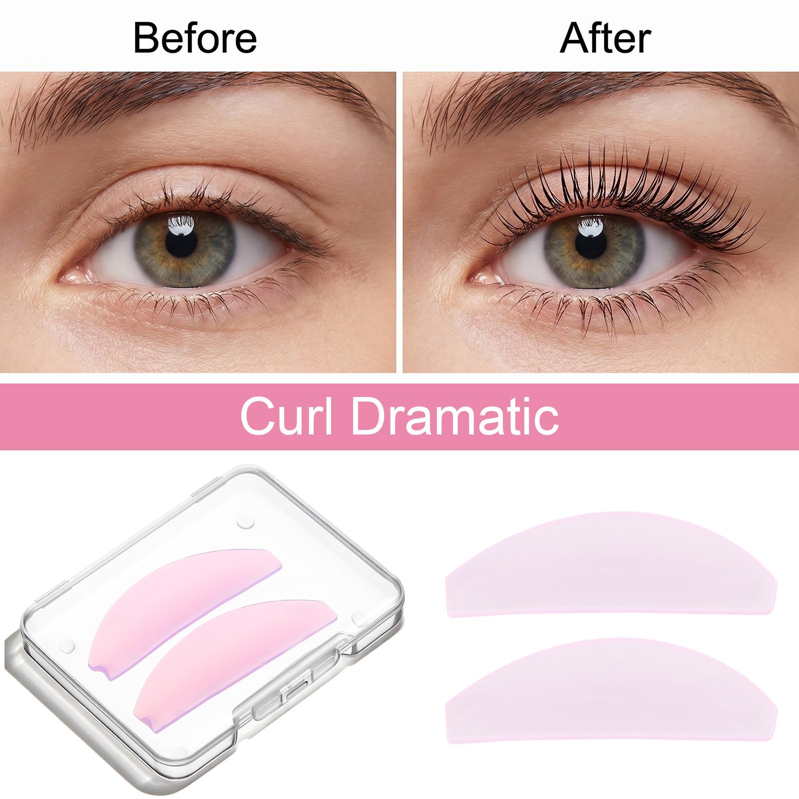 RAHHLIZS 2Pairs Lash Lift Shields,1mm Thin Lash Lift Pads for Lash Perm,Flat Korean Lash Lift Shields,Glueless Lash Lift Rods Professional Salon Use,Help Soften and Perm Lashes Thoroughly Light Pink