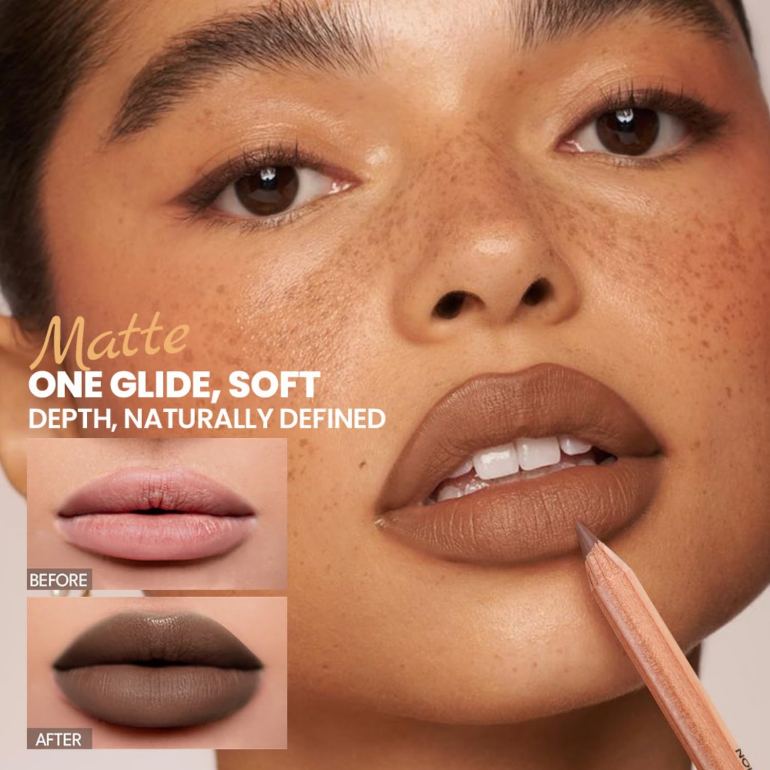 MOONGAZE 6-Color Velvet Matte Lip Liner Set with 2 Sharpeners, High-Pigment Waterproof Cream Pencils for Define & Fill, Long-Lasting Non-Smudging Natural Nude Brown Shades (Set 02#NUDE BROWN)