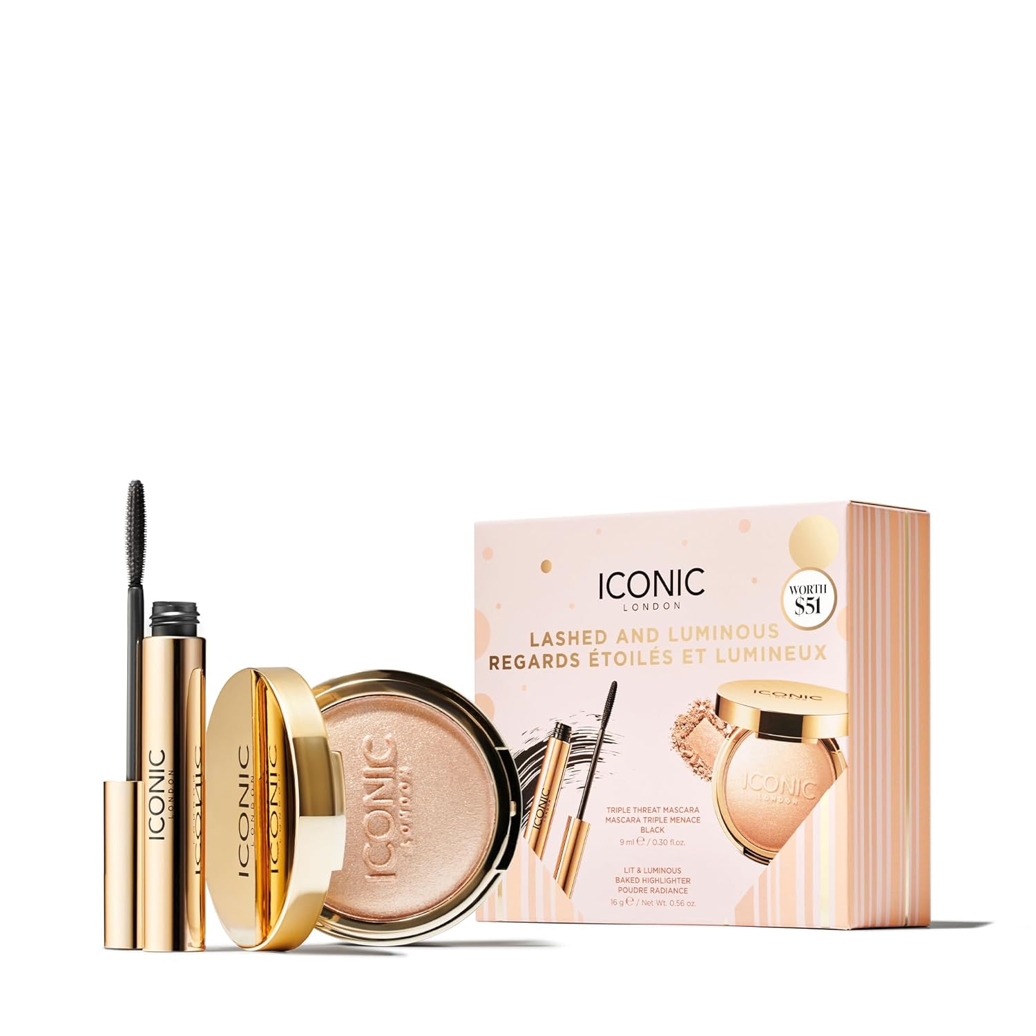 ICONIC LONDON Makeup Set for Natural Glow and Radiant Highlight, Perfect for Stocking Stuffers, Travel-Friendly, Cruelty-Free, Vegan Makeup