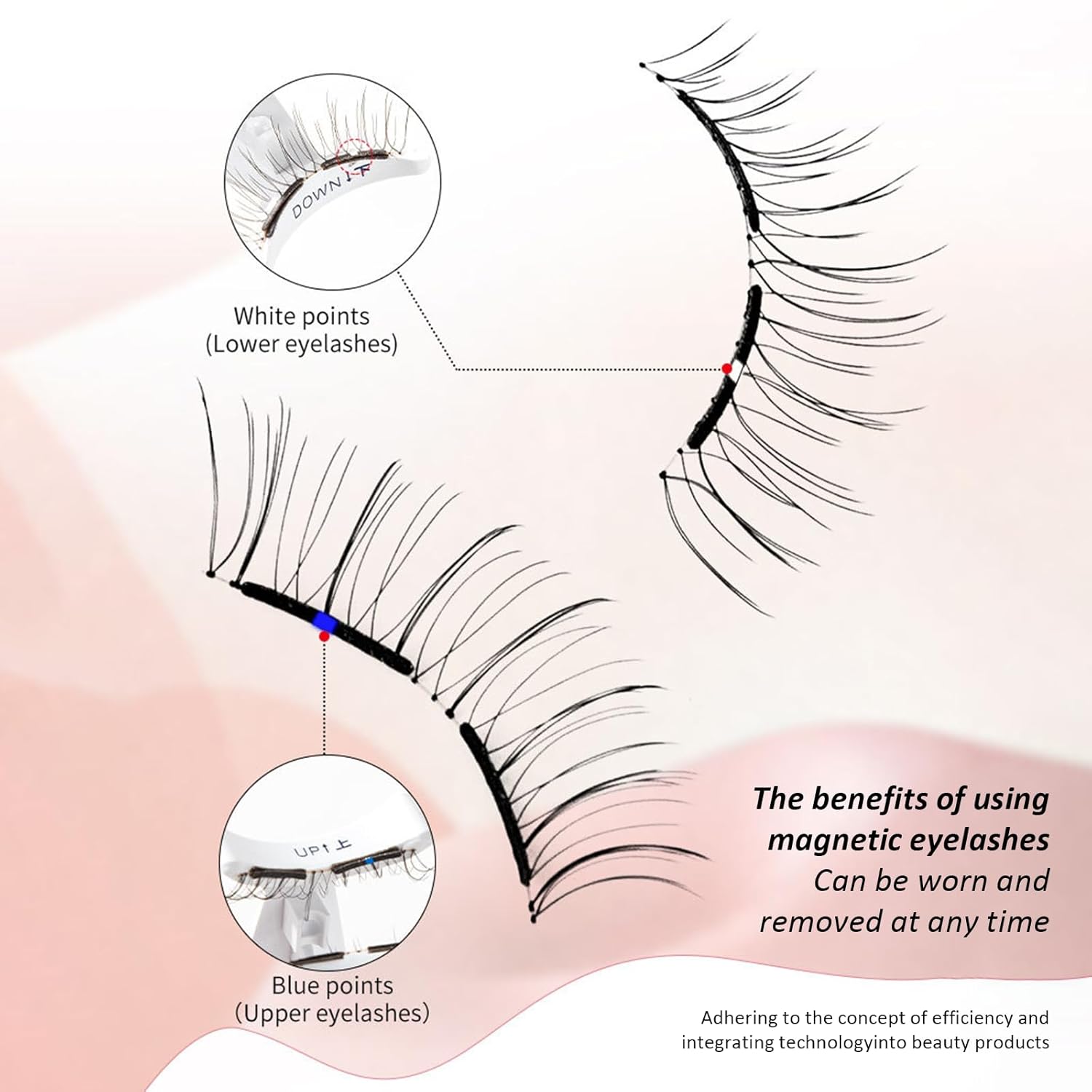 Magnetic Eyelashes Kit Asian with Applicator, Reusable No Glue Lashes, Natural Look Lashes Set, Easy to Wear and Remove (Cherry Blossom Black【Flower Gift Box】+ Styling Liquid)