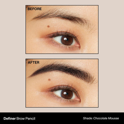Morphe Definer Dual-Ended Brow Pencil & Spoolie - Eyebrow Pencil with Precision Slanted Tip for Shaping, Defining & Filling - Smooth, No-Tug Formula - Chocolatte Mousse (0.003 oz)
