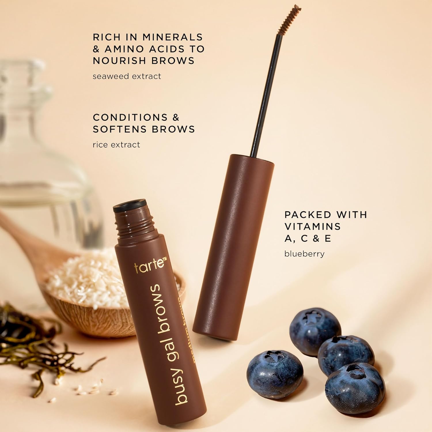 tarte busy gal tinted brow gel – 3-in-1 Waterproof Longwear Eyebrow Gel to Shape, Nourish and Condition, Tint & Set Brows, Vegan & Cruelty