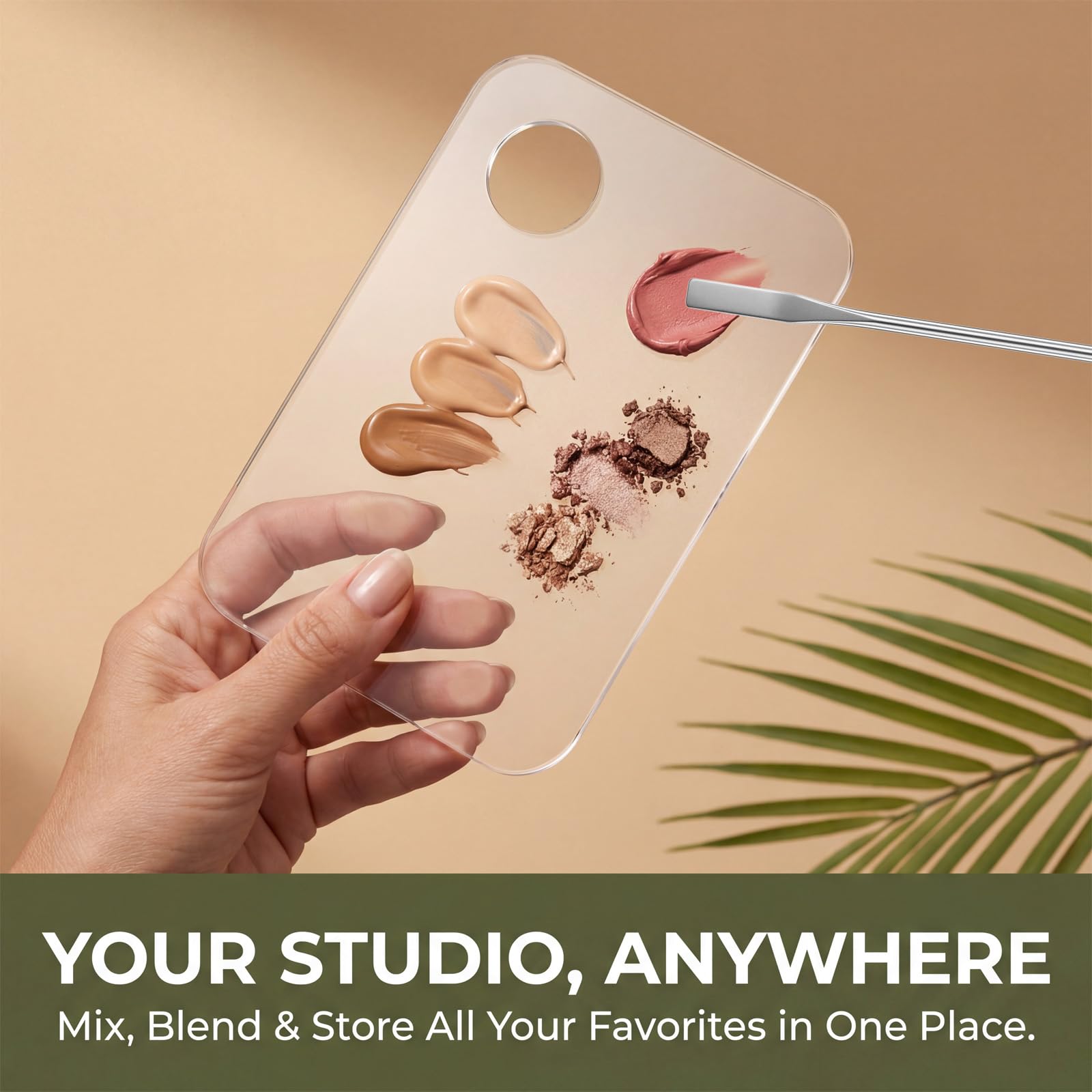 4 Pcs Makeup Mixing Tray, Acrylic Cosmetic Makeup Palette with Make Up Spatula, Make Up Mixing Palette Foundation Palettes for Beauty Salon Color Cream Liquid Foundation Mixing Palettes