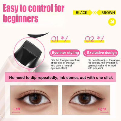 2 Colors Eyeliner Stamp Wing Cat Eye Liner Stamp, Black Liquid Eyeliner Long Lasting Waterproof Winged Eye liner Stamp for Women Eye Makeup (black+Brown)