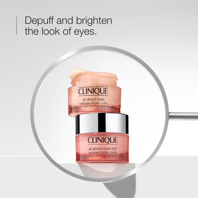 Clinique All About Eyes Rich Eye Cream For Dark Circles With Hyaluronic Acid | Hydrating, Brightening + Depuffing, Mini Travel Size, 0.5 Ounce