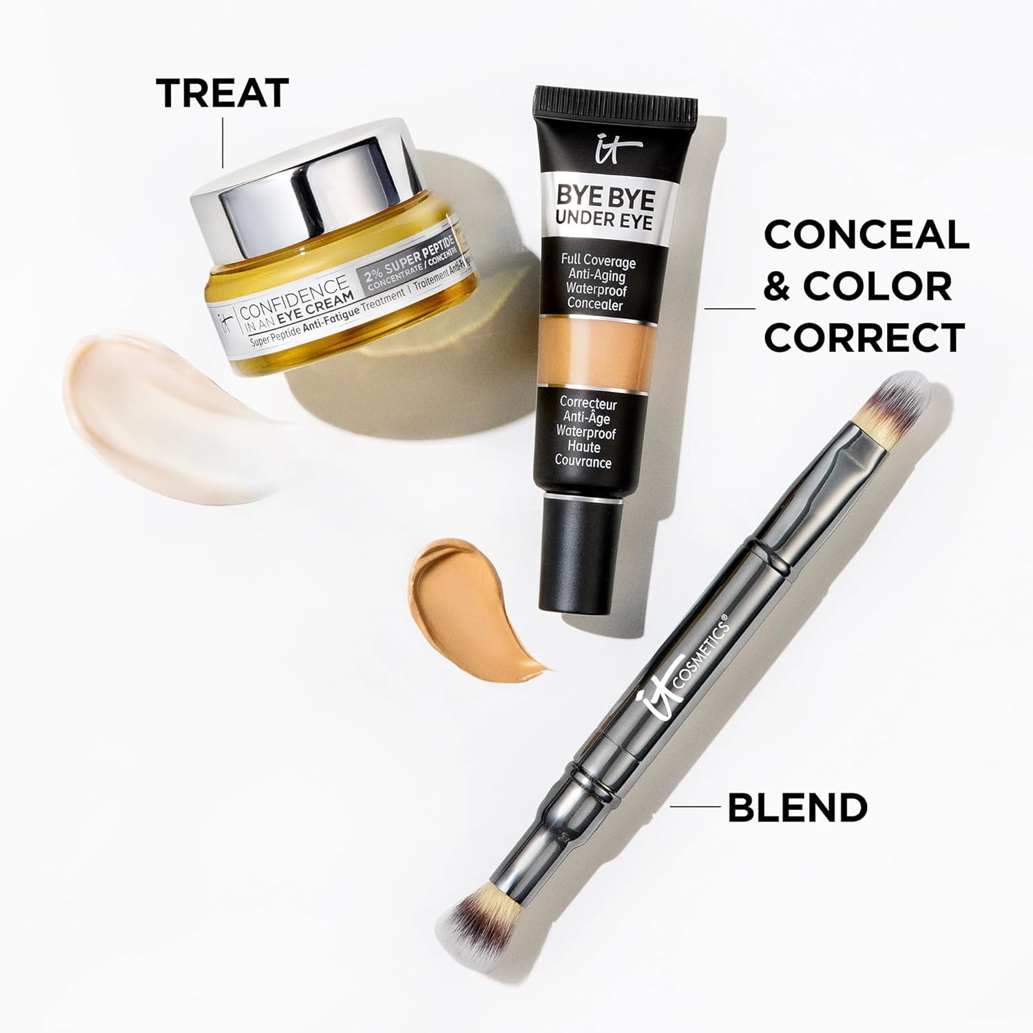 IT Cosmetics Bye Bye Under Eye Concealer Travel - Waterproof, Full Coverage Brightening Concealer For Dark Circles, Fine Lines, Redness & Discoloration, Color Correcting Cream, 24H Wear- 0.11 fl oz