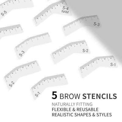 5Pairs Eyebrow Stencils Ruler 5 Natural-Looking Brow Shapes Easy Mapping Shaping Reusable Microblading Measure Tool Positioning Shaper Stencil Guide PMU Supplies