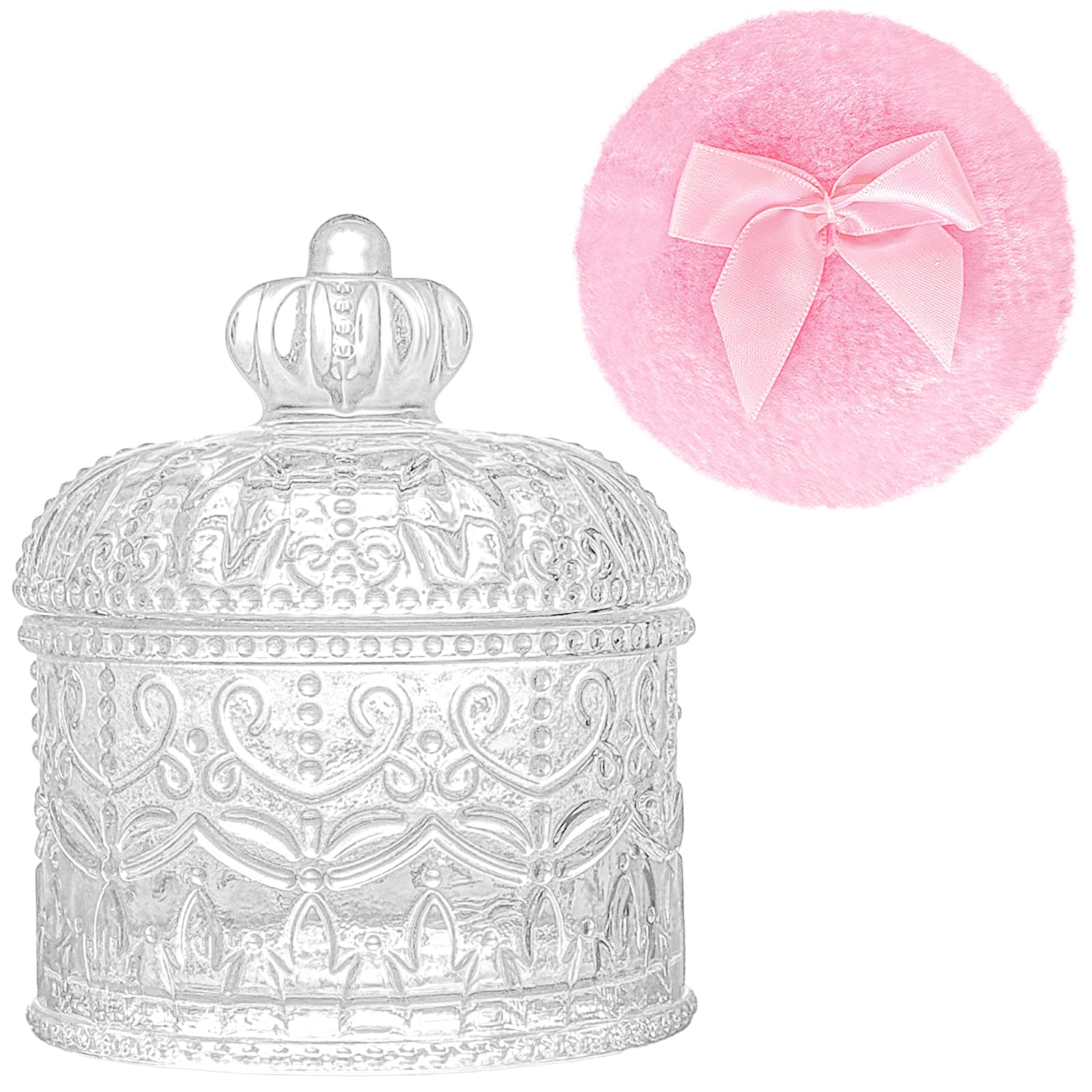 Gsteng Large Body Powder Puffs and Containers, Crystal Clear Powder Container with Soft Power Puffs, Reusable Dusting Powder Case with Washable Velvet Face Body Glitter Puffs Wet and Dry Makeup