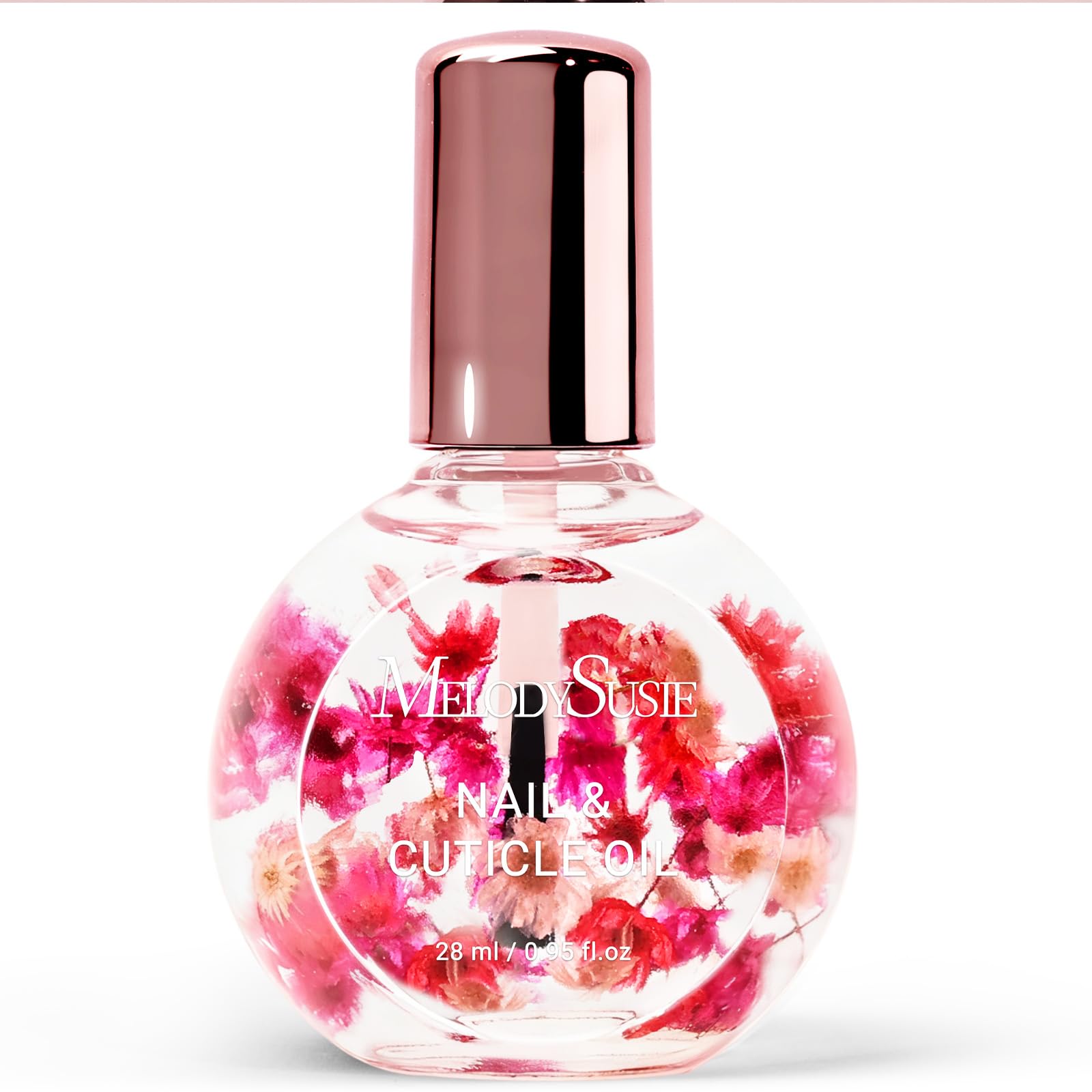 MelodySusie 28ml Rose Cuticle Oil for Nails,Infused with Real Flowers, Strengthens, Repairs,Hydrating and Nourishing Cuticle Oil for Stronger, Healthier Nails 0.95 fl. Oz