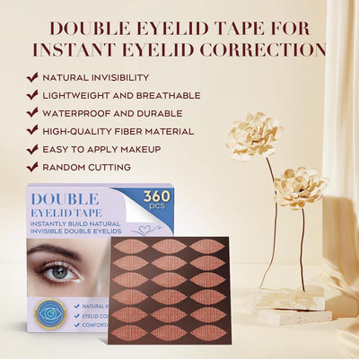 Natural Invisible Eyelid Tape 360pcs to Enhance Beauty-Eyelid Tape for Hooded Eyes Invisible for Instantly Lift Sagging Eyelids, Waterproof Lace Eyelid Lifter Strips Suitable for Various eyelids