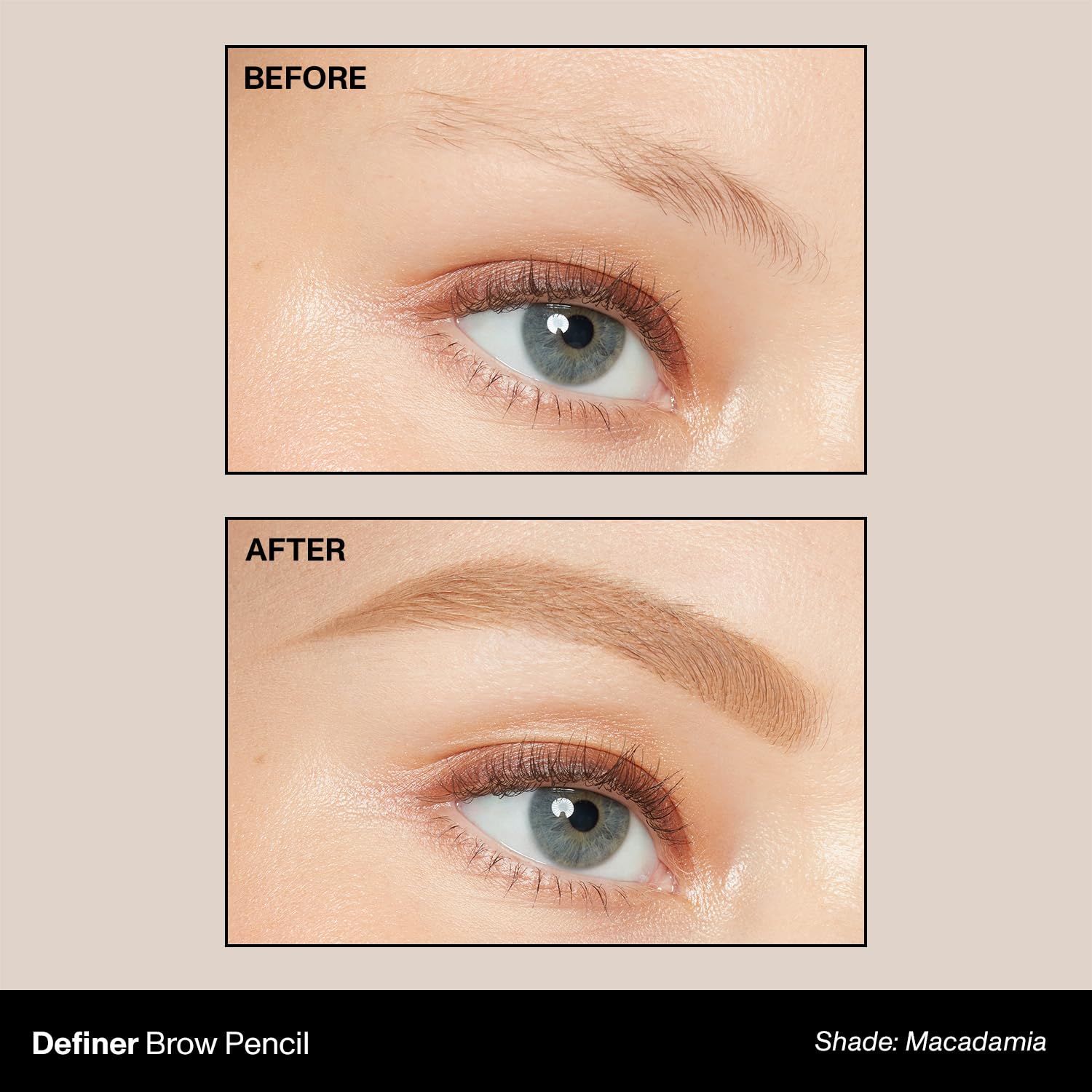 Morphe Definer Dual-Ended Brow Pencil & Spoolie - Eyebrow Pencil with Precision Slanted Tip for Shaping, Defining & Filling - Smooth, No-Tug Formula - Macadamia (0.003 oz)