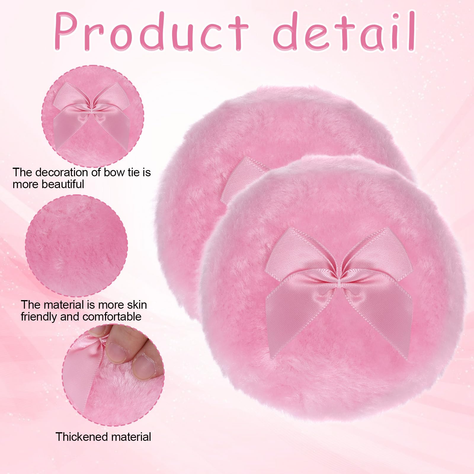 2 Pcs Large Body Powder Puff, 3.5 Inch Soft Washable Reusable Dusting Big Fluffy Powder Puff for Wet Dry Makeup Face Body