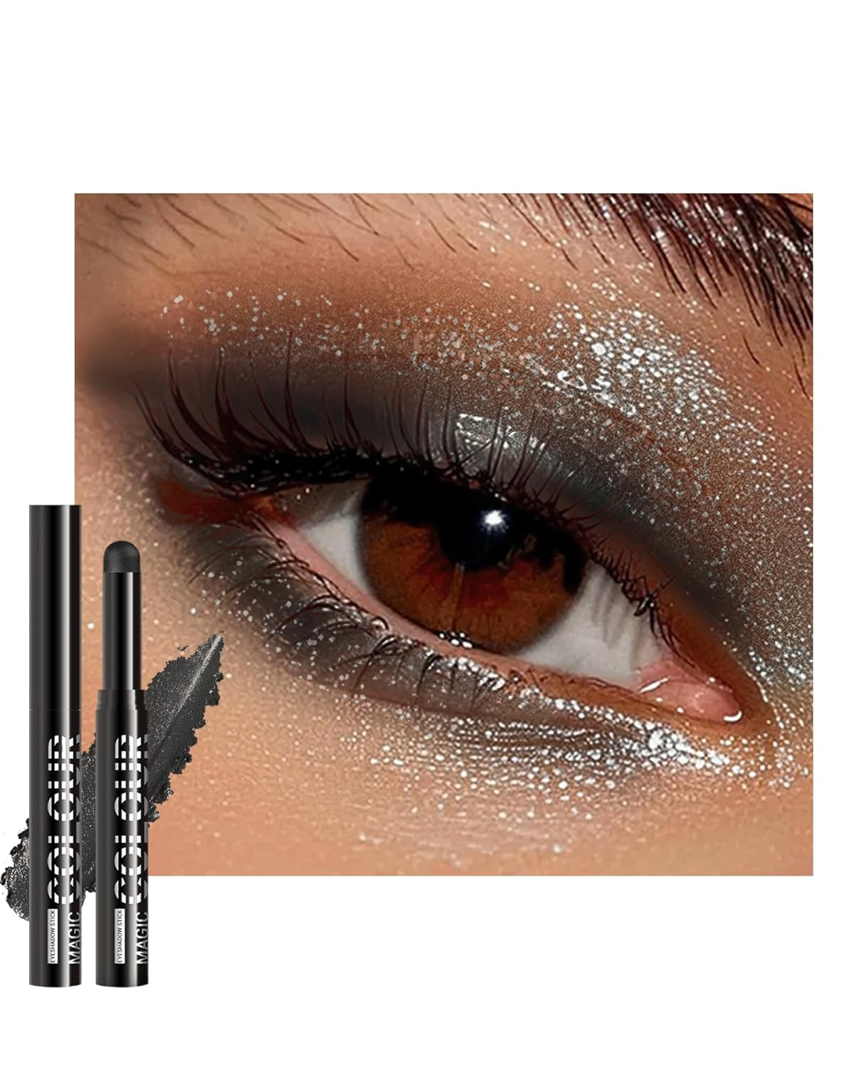 Waterproof Cream Eyeshadow Stick, Purple Shimmer Highly Pigmented Long-lasting Eye Shadow Pencil, Metallic Blendable Eyeshadow Brightener Applicator Stick, Hypoallergenic Women Eye Highlight Makeup-23