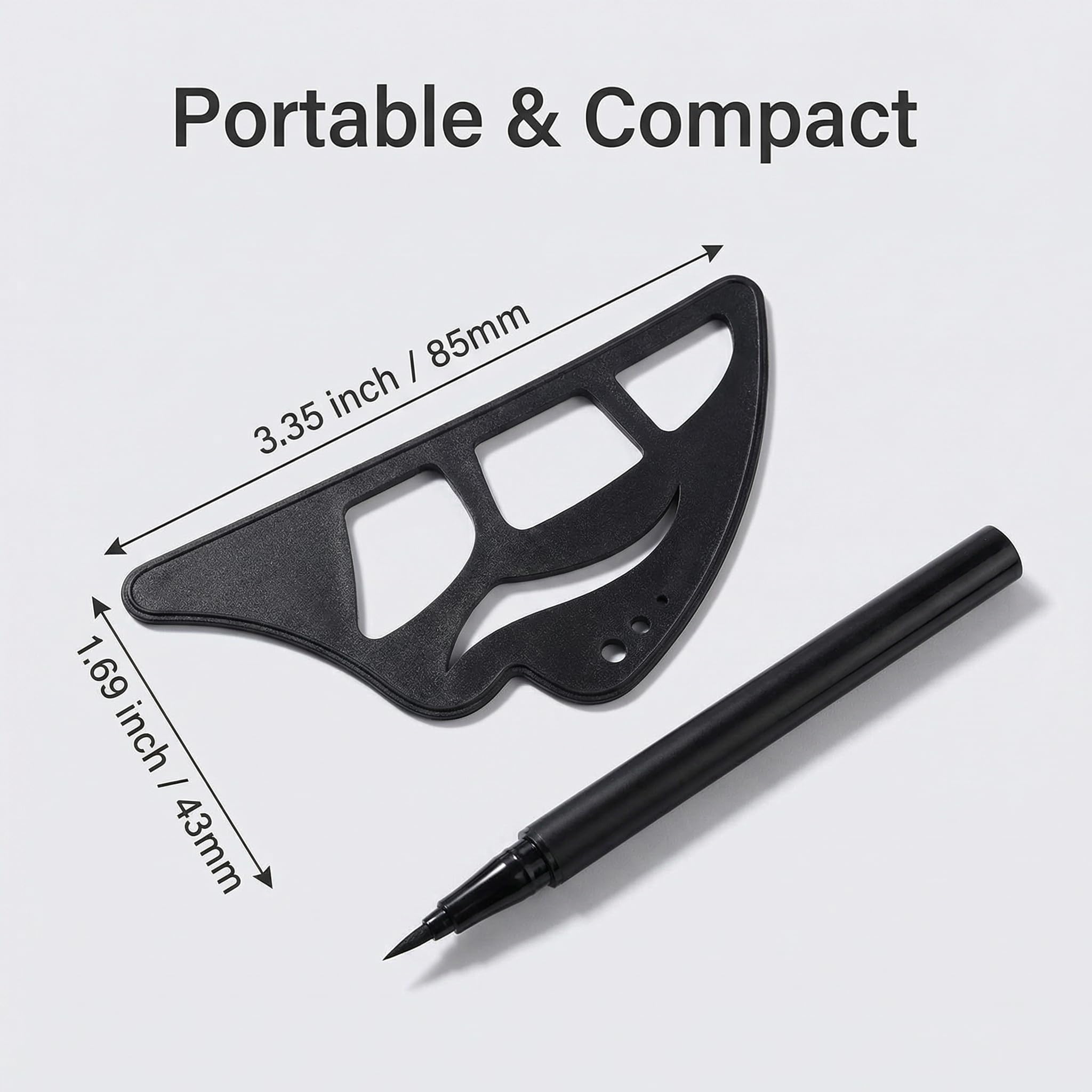 All-in-One Silicone Makeup Stencil Tool, Black, Eyeliner Guide, Eyeshadow Aid, Mascara Shield, Lip Contouring