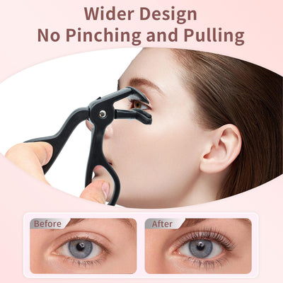 Eyelash Curlers - Black Eyelash Curler with Silicone Refill Pads Premium Cute Small Eye Lash Curler for No Pinching or Pulling Lash Curler Makeup Tool for Women Girls Eyelash Plastic
