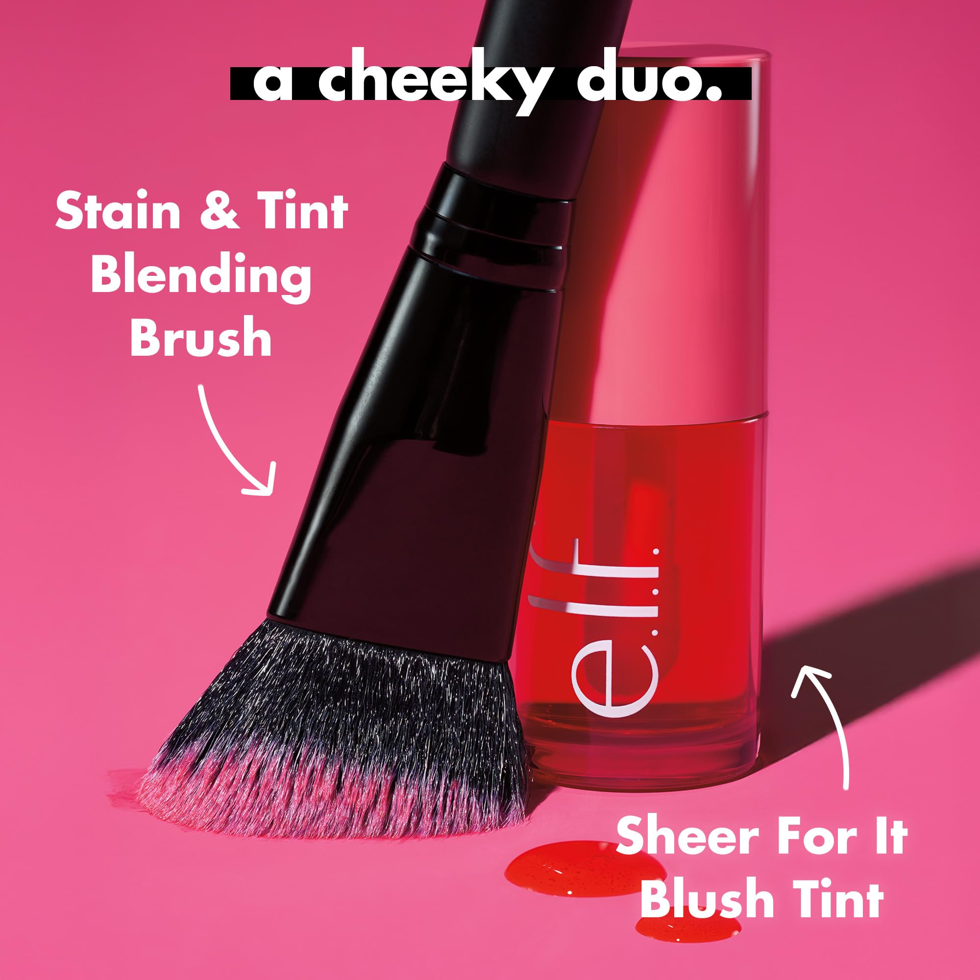 e.l.f. Stain & Tint Blending Brush, Liquid Blush Brush For Blending & Creating An Even Finish, Made With Synthetic Bristles, Vegan & Cruelty-Free