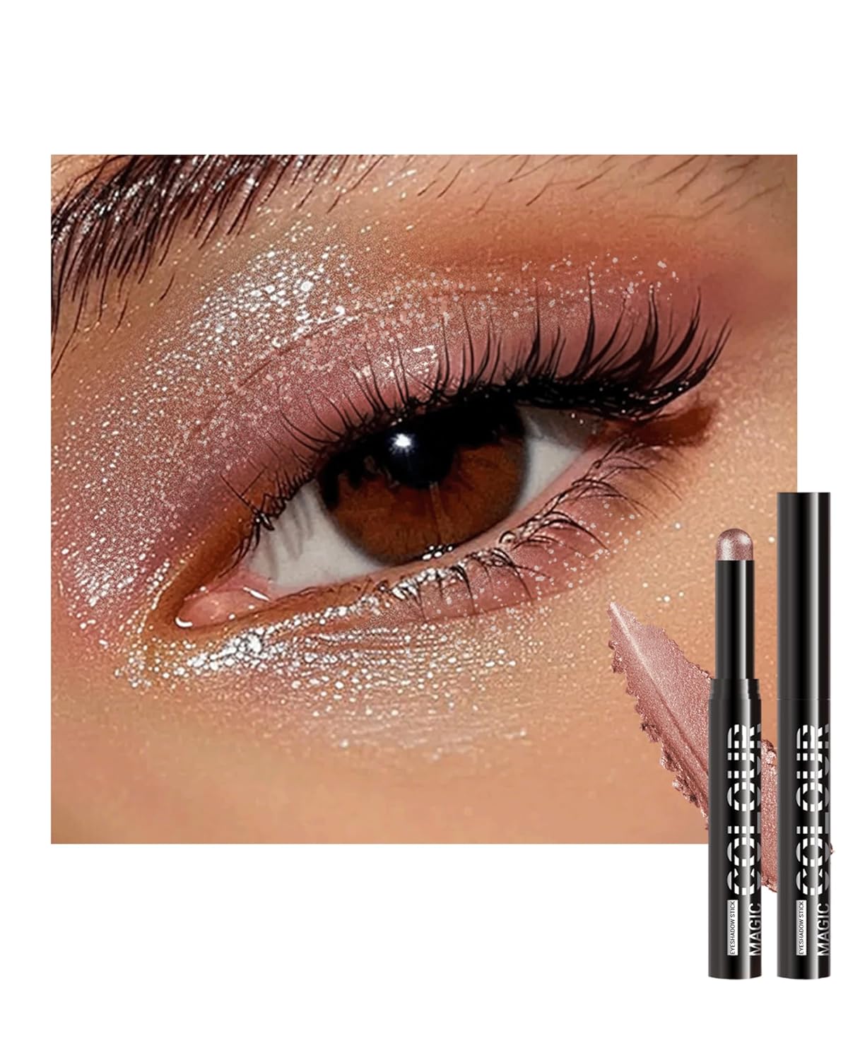 Waterproof Cream Eyeshadow Stick, Purple Shimmer Highly Pigmented Long-lasting Eye Shadow Pencil, Metallic Blendable Eyeshadow Brightener Applicator Stick, Hypoallergenic Women Eye Highlight Makeup-23