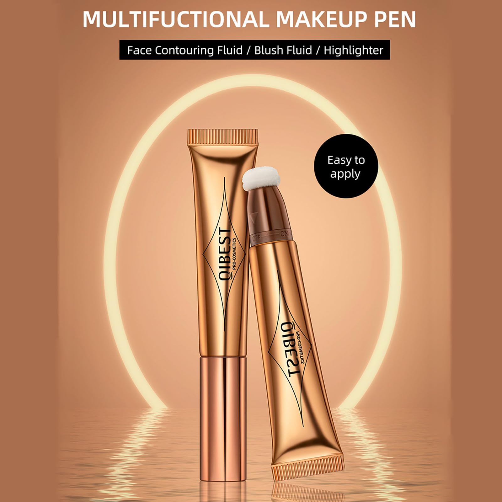 4PCS Contour Stick With Cushion Applicator,Liquid Wand,Cream Smooth,Bronzer Stick Lightweight for Face