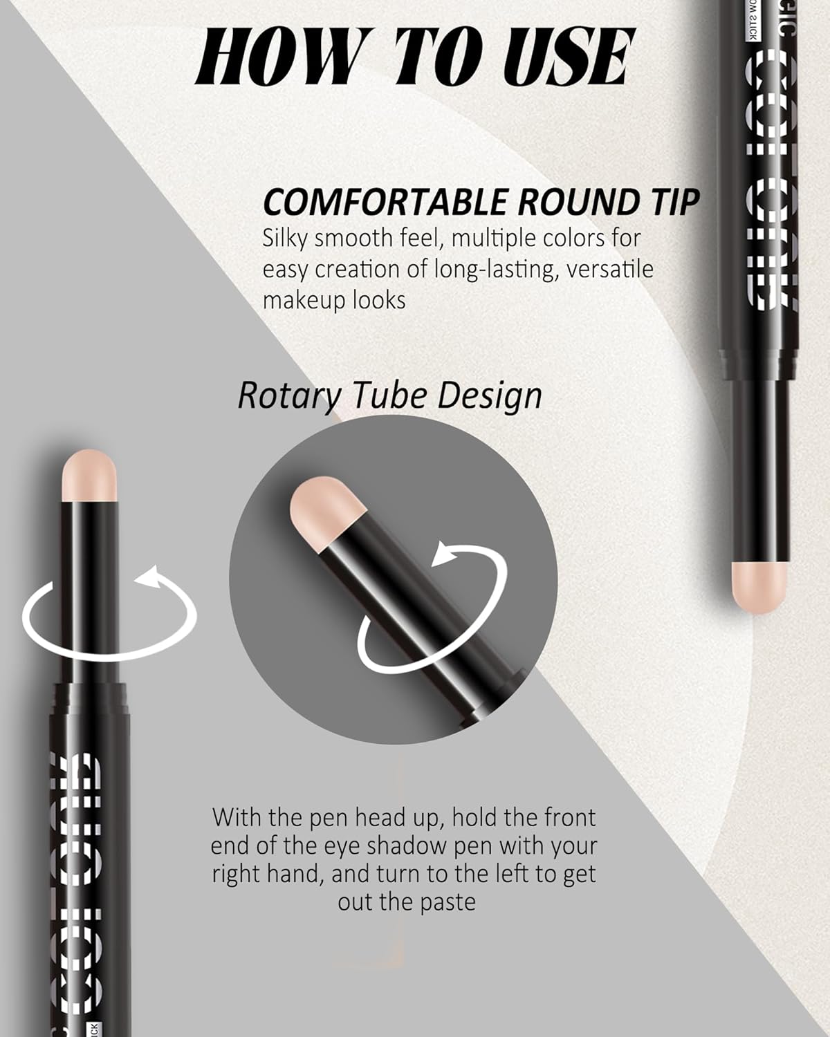 Waterproof Cream Eyeshadow Stick, Purple Shimmer Highly Pigmented Long-lasting Eye Shadow Pencil, Metallic Blendable Eyeshadow Brightener Applicator Stick, Hypoallergenic Women Eye Highlight Makeup-23