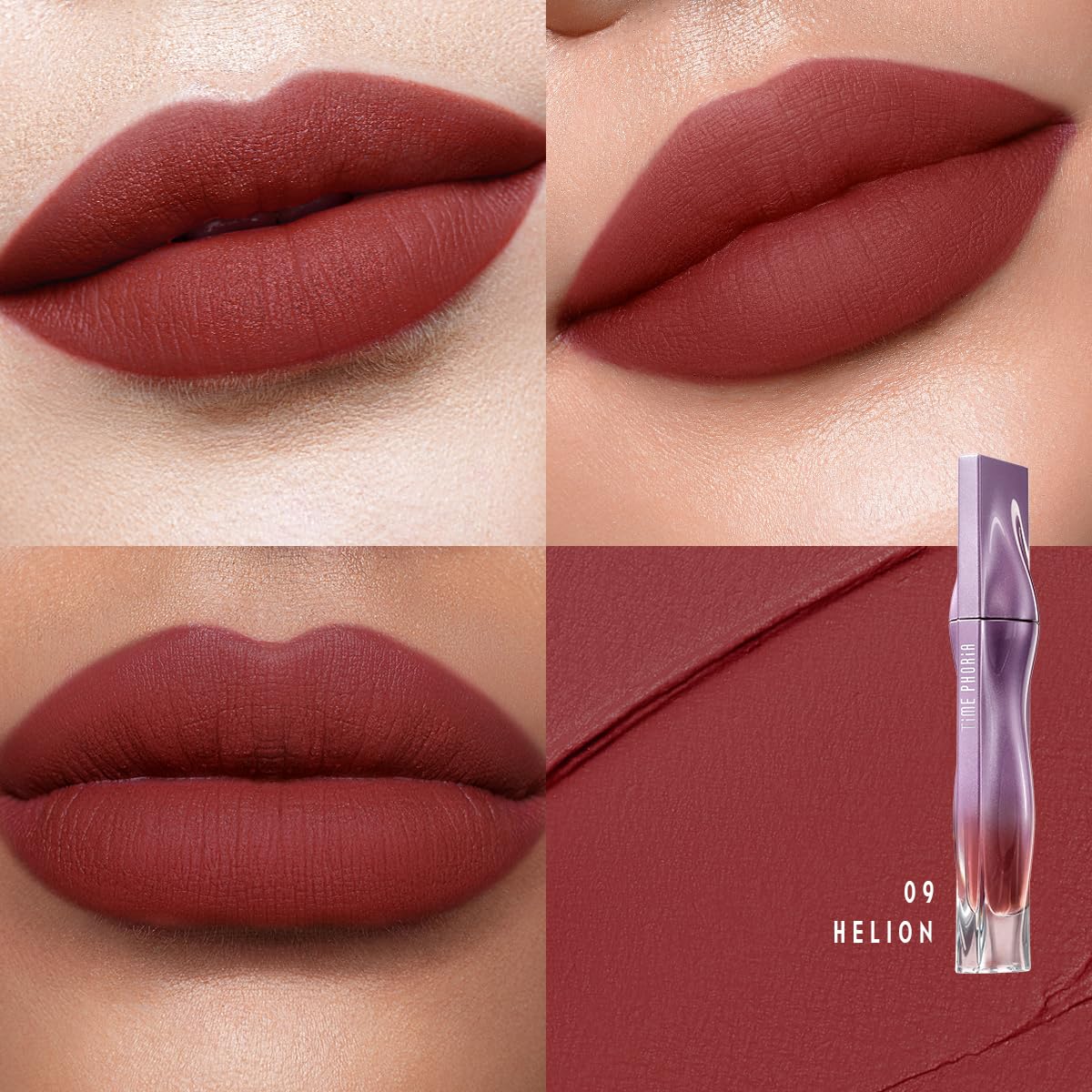 TIMEPHORIA Nebula Velvet Lip Cream, Deep Berry Red Velvet Matte Finish Lip Stain Tint, Lightweight Cream Texture, Blurs Lip Lines, High Pigment Transferproof Long-Lasting Liquid Lipstick 09 Helion