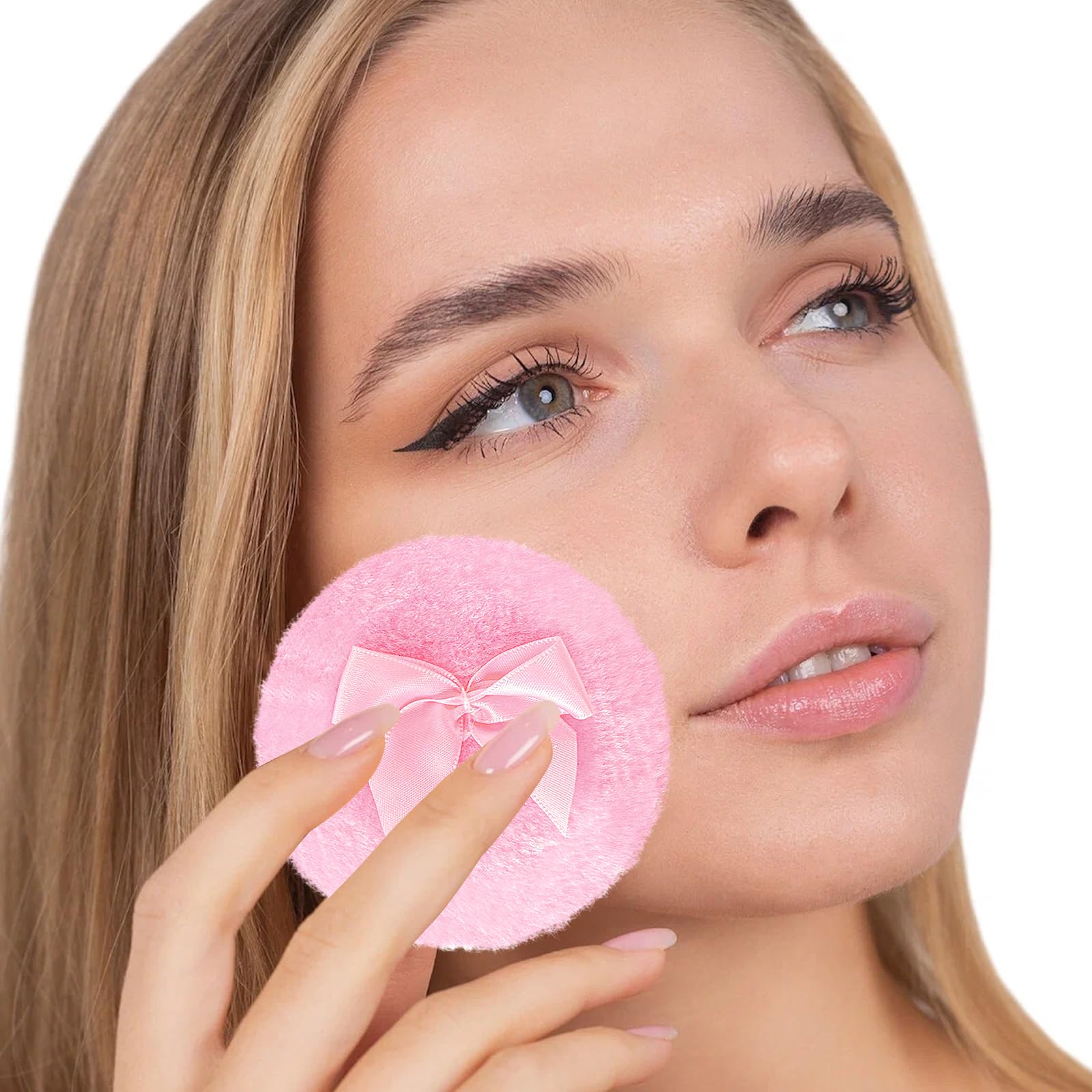 Gsteng Large Body Powder Puffs and Containers, Crystal Clear Powder Container with Soft Power Puffs, Reusable Dusting Powder Case with Washable Velvet Face Body Glitter Puffs Wet and Dry Makeup