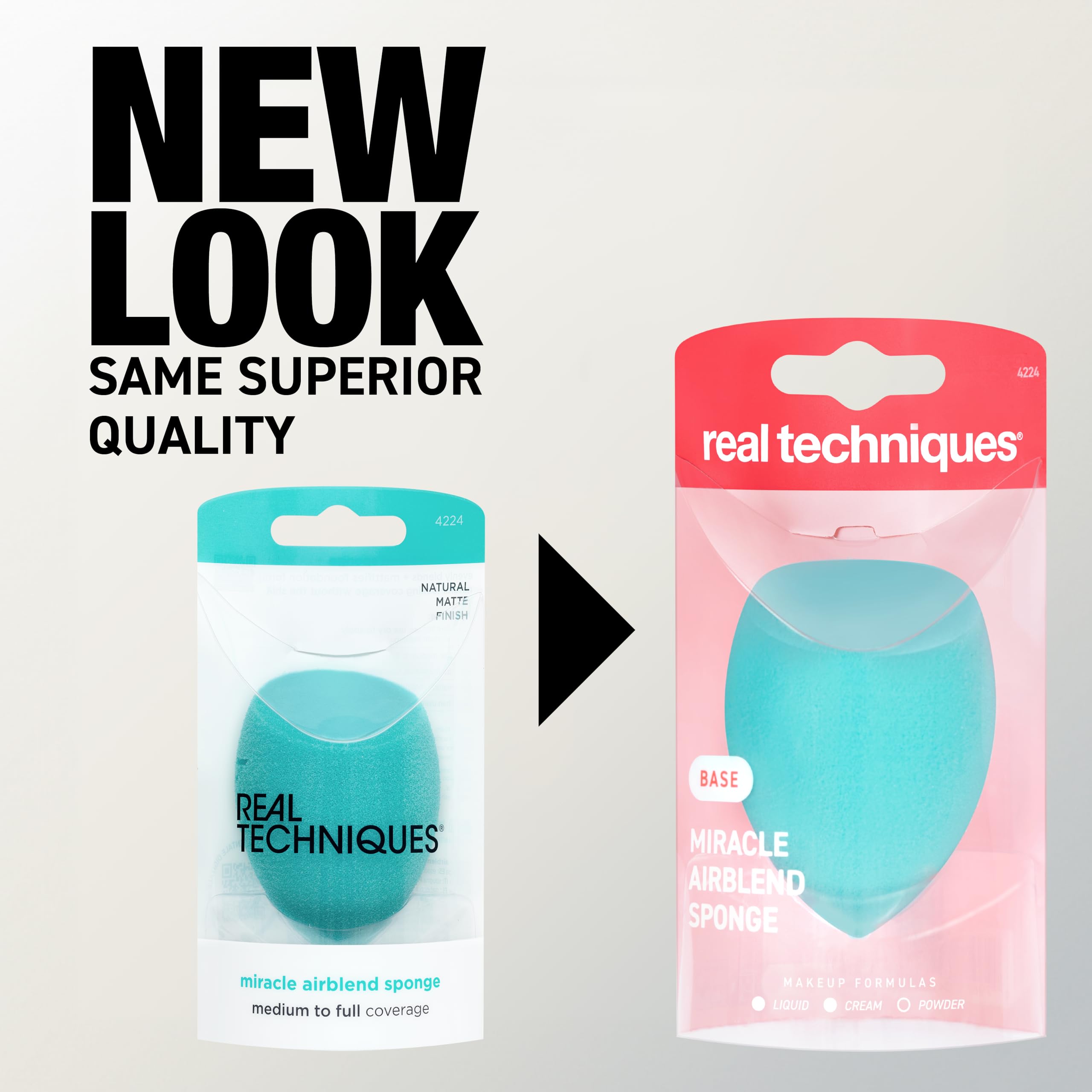 Real Techniques Miracle Airblend Sponge, Matte Makeup Blending Sponge, For Liquid, Cream, & Powder Products, Offers Medium To Full Coverage, Foundation Sponge, Latex-Free Foam, 1 Count