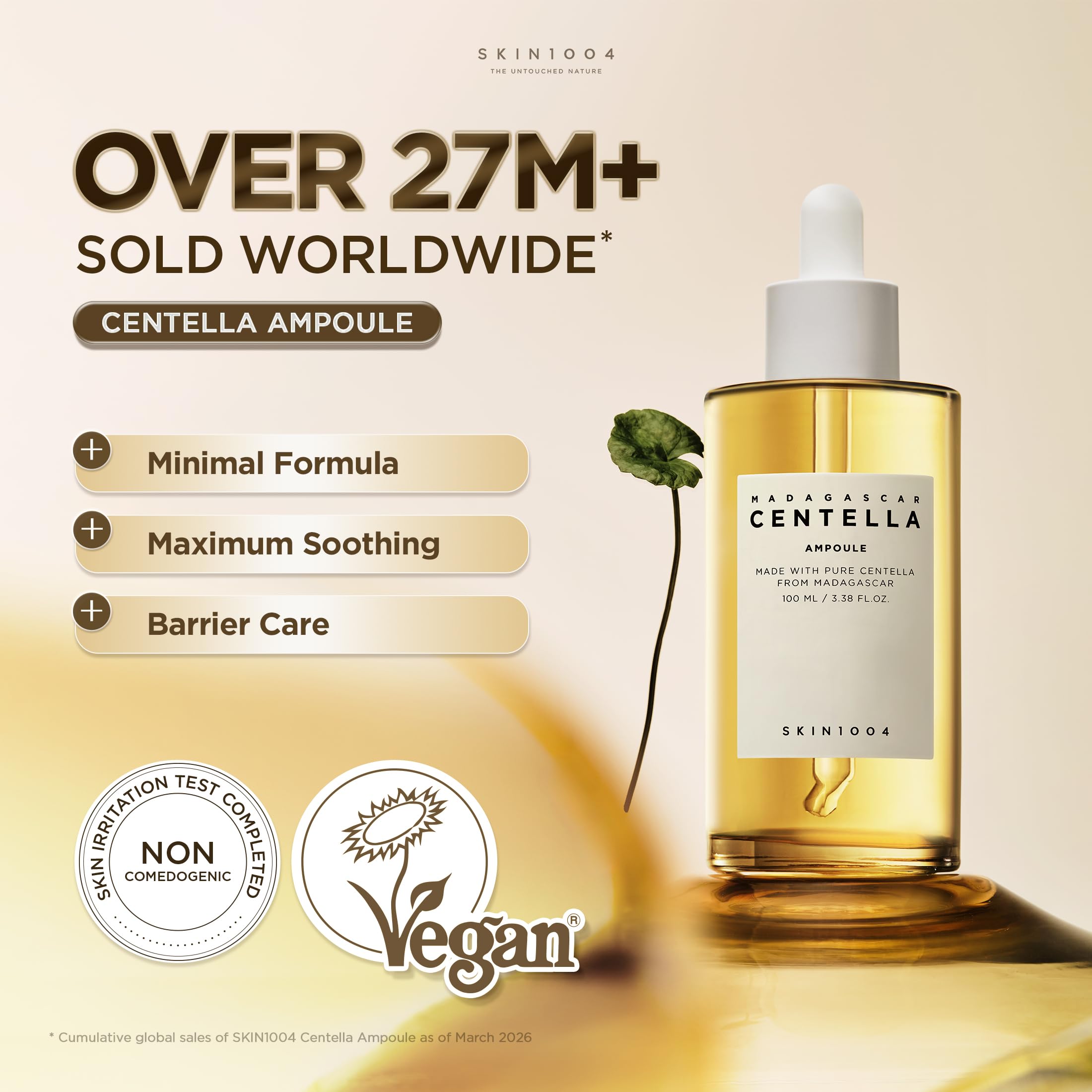 SKIN1004 Madagascar Centella Ampoule, Korean Face Serum with Centella Asiatica for Hydrating & Moisturizing Care, Soothing Facial Serum for Skin Balance and Glow, Korean Skin Care, 3.38 fl.oz / 100 ml