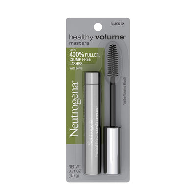 Neutrogena Healthy Volume Lash-Plumping Mascara, Volumizing and Conditioning Mascara with Olive Oil to Build Fuller Lashes, Clump-, Smudge- and Flake-Free, Black 02, 0.21 oz (Pack of 2)