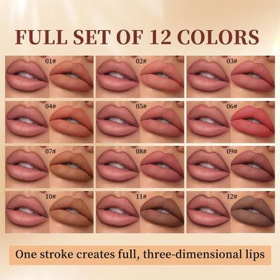 Petansy Matte Lip Liner Set,12 Colors Long Lasting Waterproof Nude Lip Liner Pencil Set,Smooth and High Pigmented Natural Lip Makeup Pencil,Matte Makeup Lipliners