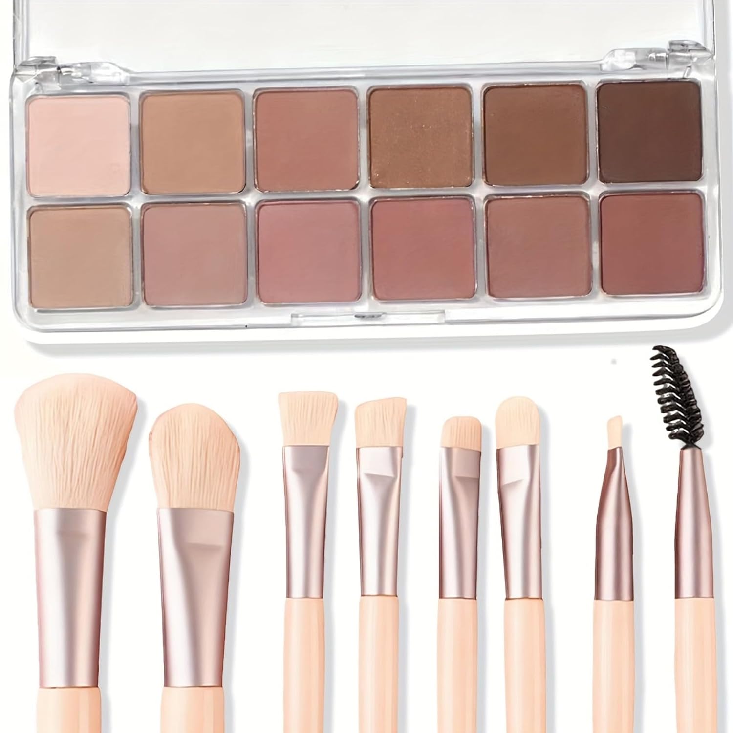 12 Color Eye Shadow Palette Matte Shimmer Eyeshadow Palette with 8 Soft Brushes Blendable Eye Shadow for Women Makeup Palette