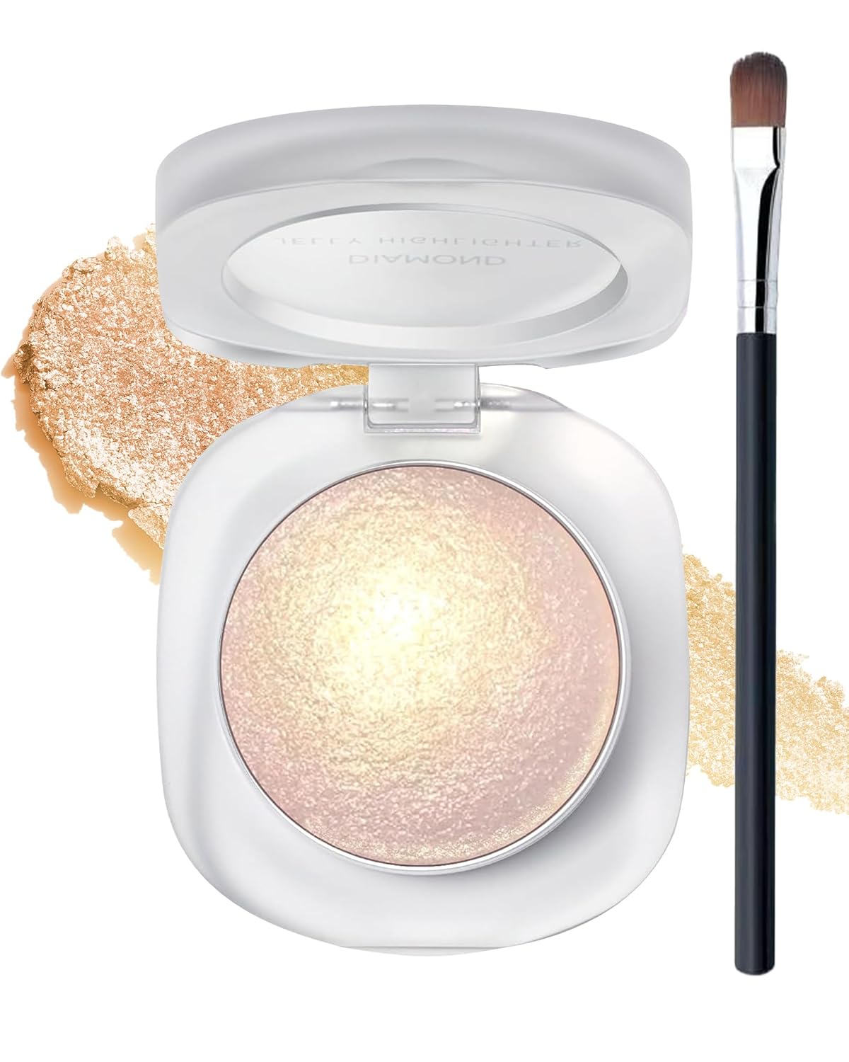 Glitter Holographic Eyeshadow Palette Multichrome Chameleon Face Highlighter, Sparkling Cream Color Shifting Single Eye Shadow Long Lasting Shimmer Inner Corner Eye Brightener Pink Mermaid Makeup-02