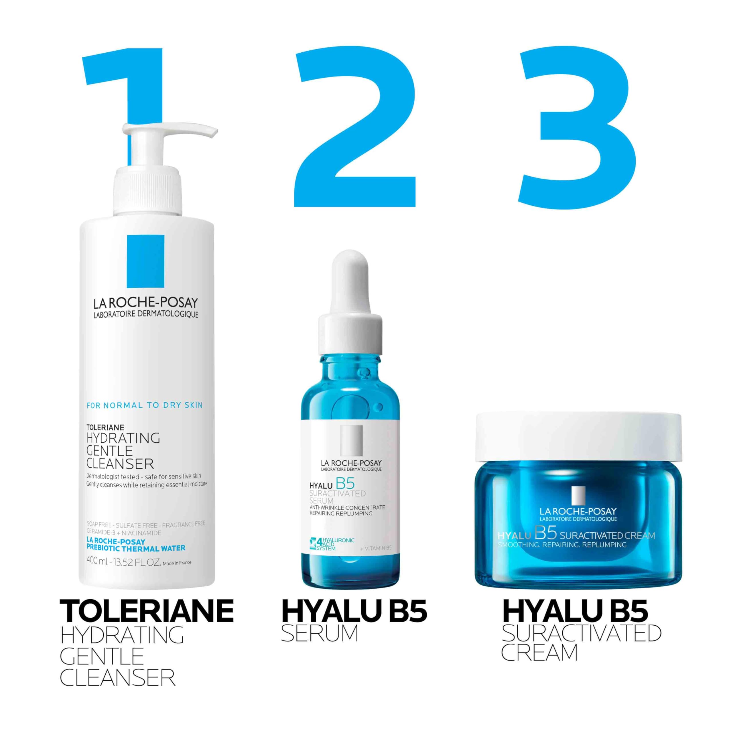 La Roche-Posay Hyalu B5 Suractivated Hyaluronic Acid Serum for Face, Vitamin B5 + Hyaluronic Acid + Glycerin, Hydrating Serum Visibly Plumps Skin, Sensitive Skin Safe, Anti Aging, Oil-Free