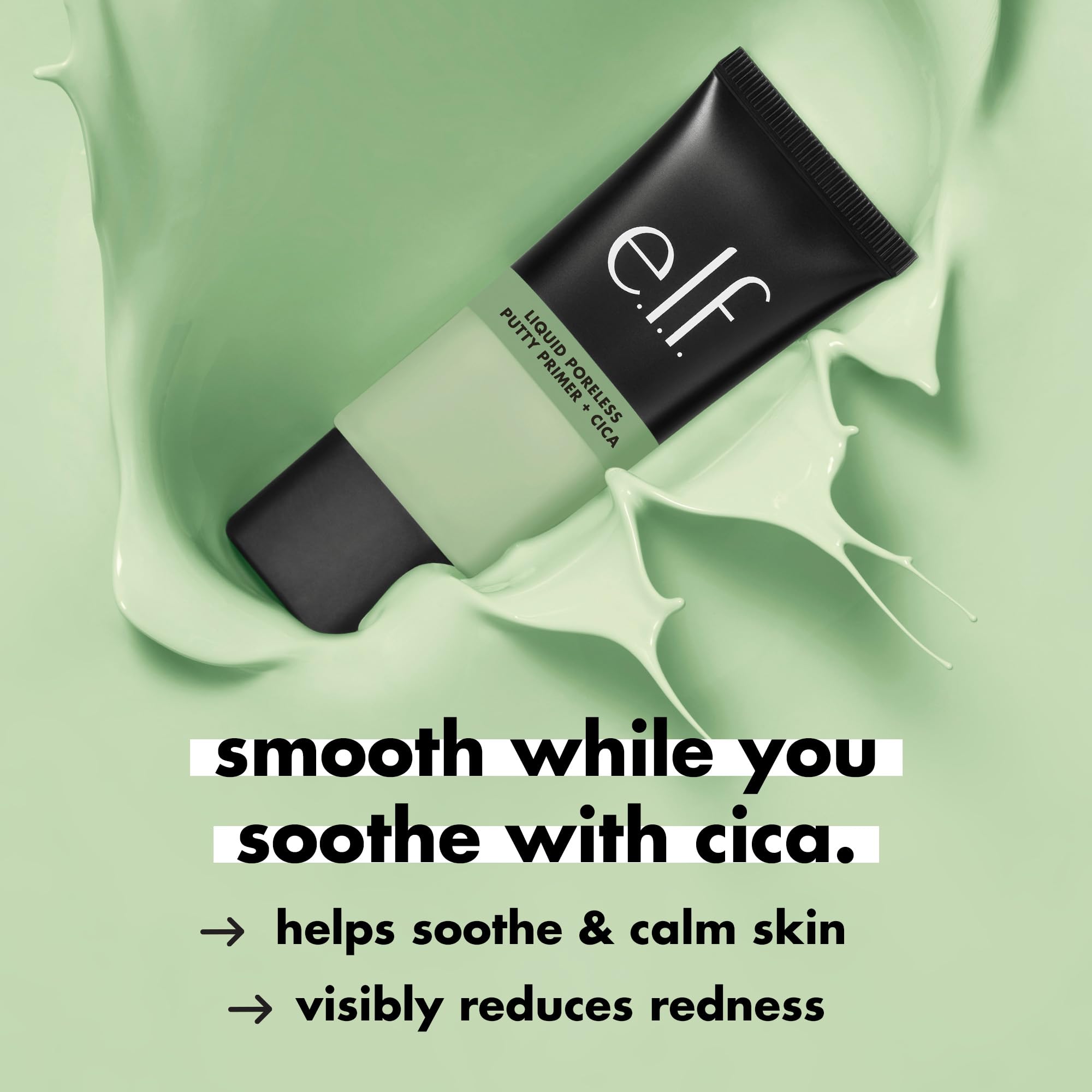 e.l.f. Liquid Poreless Putty Primer + Cica, Face Primer For Gripping Makeup, Visibly Reducing Redness & Soothing Skin, Vegan & Cruelty-Free