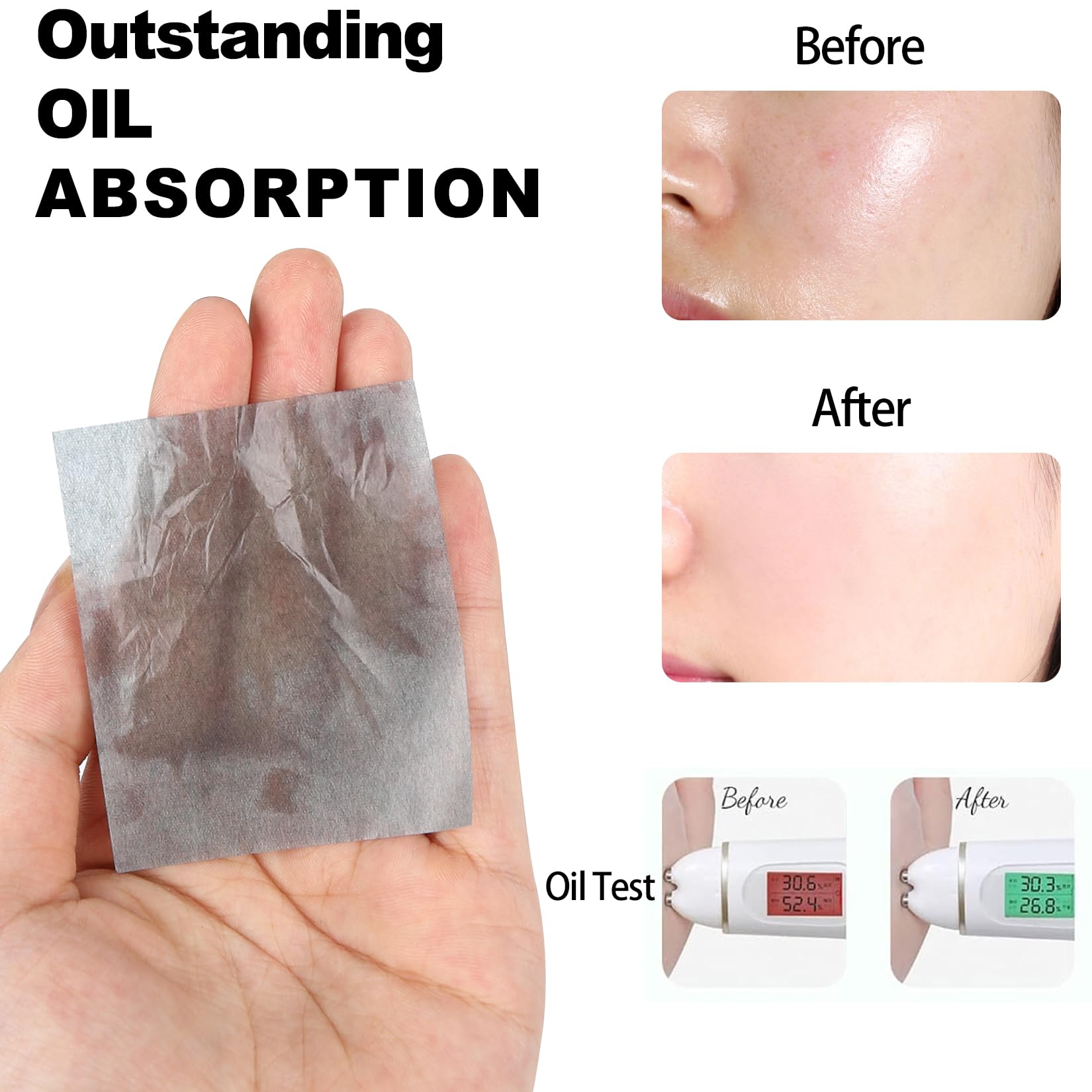 Oil Blotting Sheets for Face - 500 Sheets with Mirror & Puff | Super Absorbent Oil Control Film for Work, Gym & Events | Makeup-Friendly, Natural Blotting Papers for Oily Skin | Women, Men & Teens