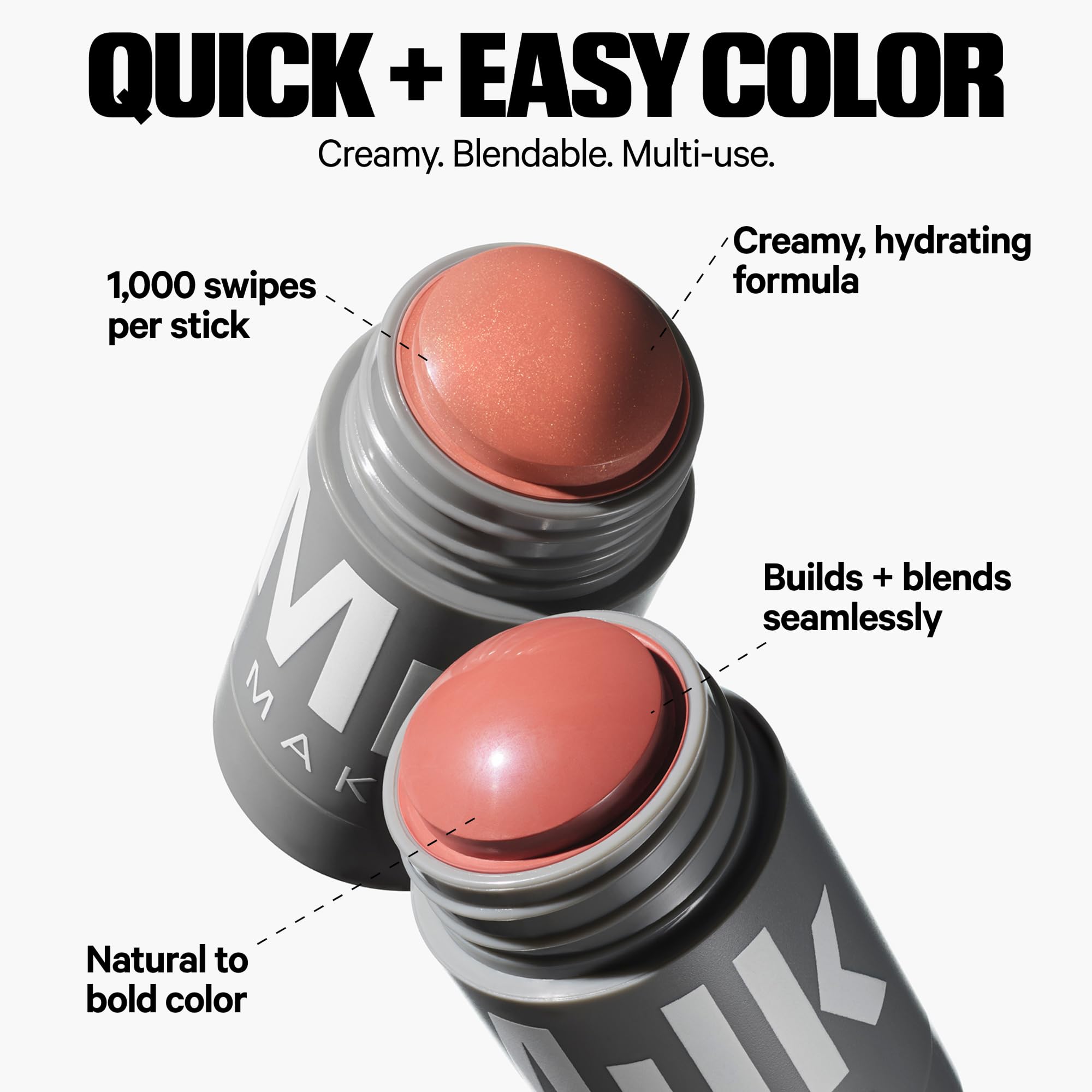 Milk Makeup Lip + Cheek Stick – Buildable Cream Blush + Lip Color w/Hydrating Mango Butter + Avocado Oil for a Natural Flush – Long-Lasting, Multiuse, Vegan Formula – Werk (Dusty Rose), 0.21 oz