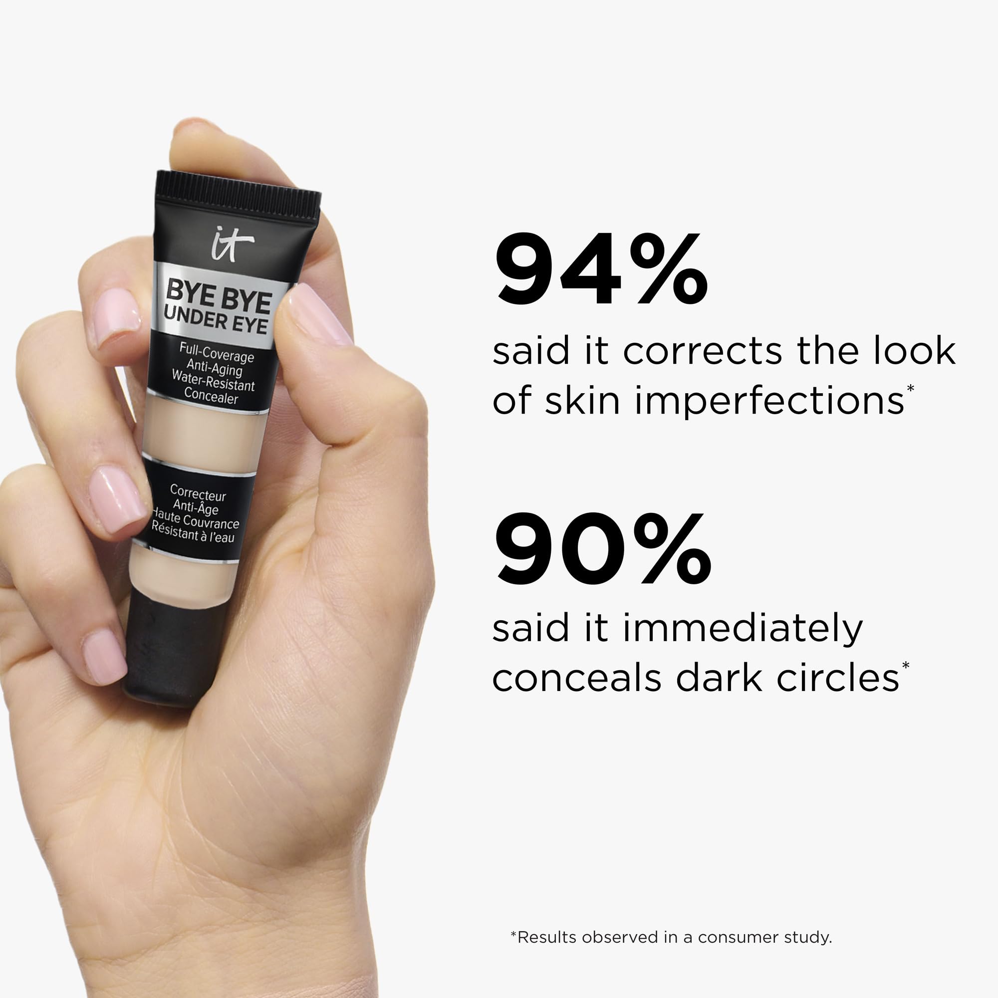 IT Cosmetics Bye Bye Under Eye Concealer Travel (Light Natural) - Waterproof, Full Coverage Brightening Concealer For Dark Circles, Fine Lines, Redness & Discoloration, Anti-Aging 24H Wear- 0.11 fl oz