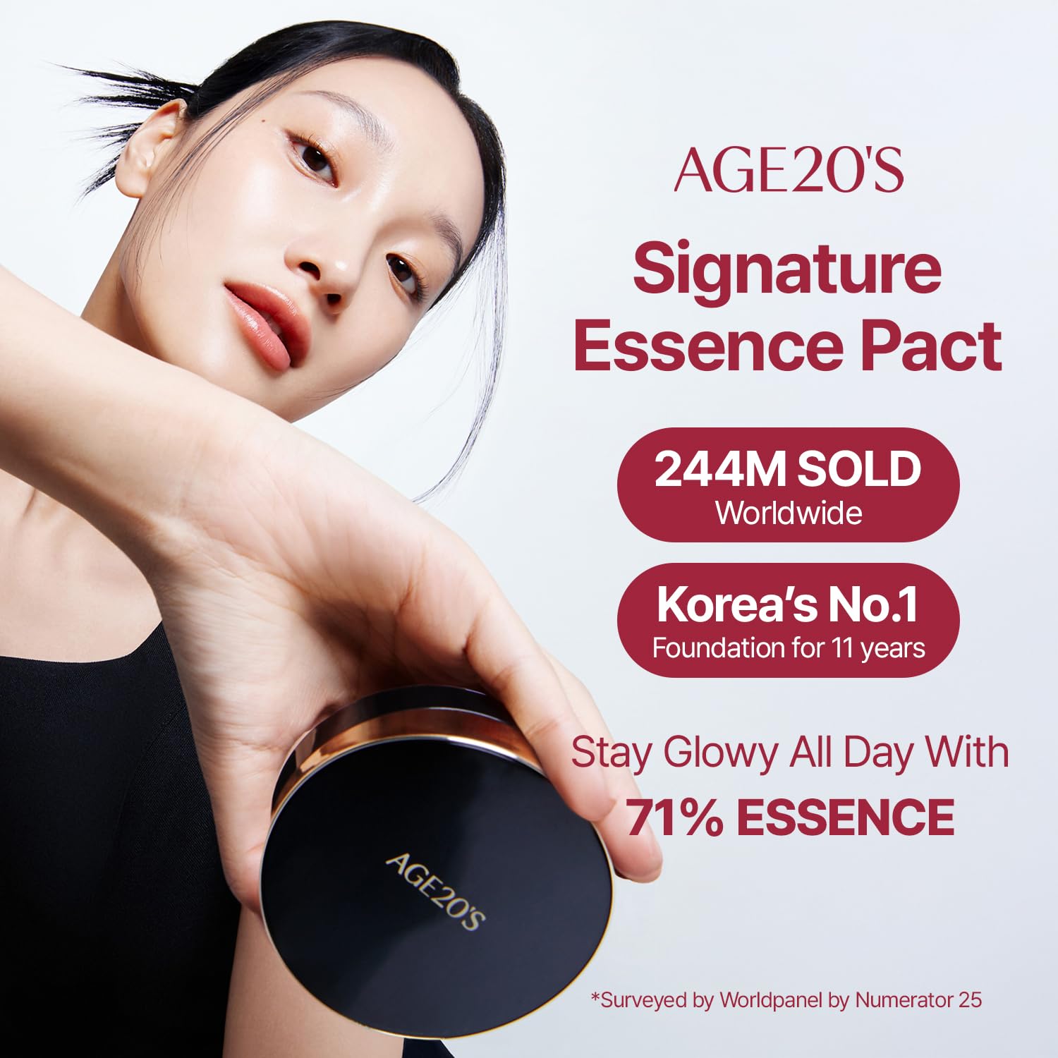 [MINI SIZE] AGE20'S Signature Essence Pact | 21N | Vegan Korean Cushion Foundation | Pack of 1 | Cream Foundation, Dewy & Glow Finish, Natural Coverage, SPF 50+ | 0.14 oz