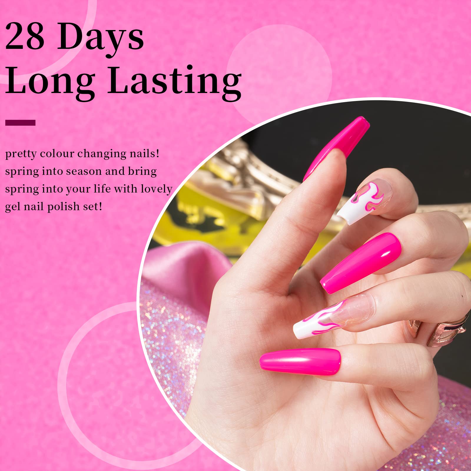 MAYCHAO 15ML Hot Pink Gel Nail Polish 1Pc Bright Pink Gel Polish Soak Off UV LED Nail Varnish Nail Art Starter Manicure Salon DIY at Home, 0.5 OZ